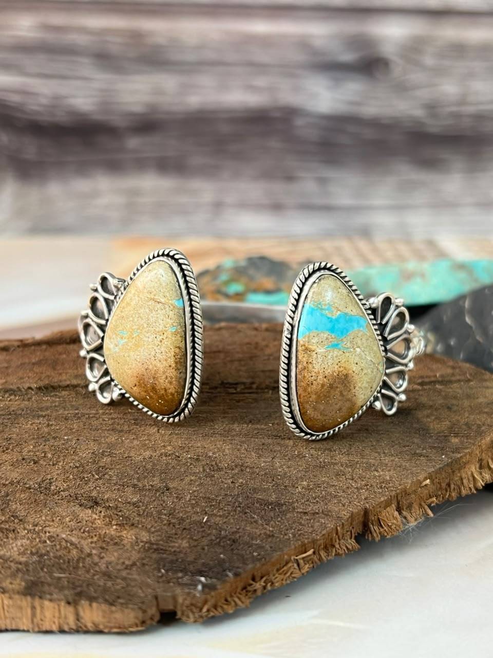 Handmade Sterling Silver Royston Ribbon Turquoise Cuff Bracelet Signed Nizhoni