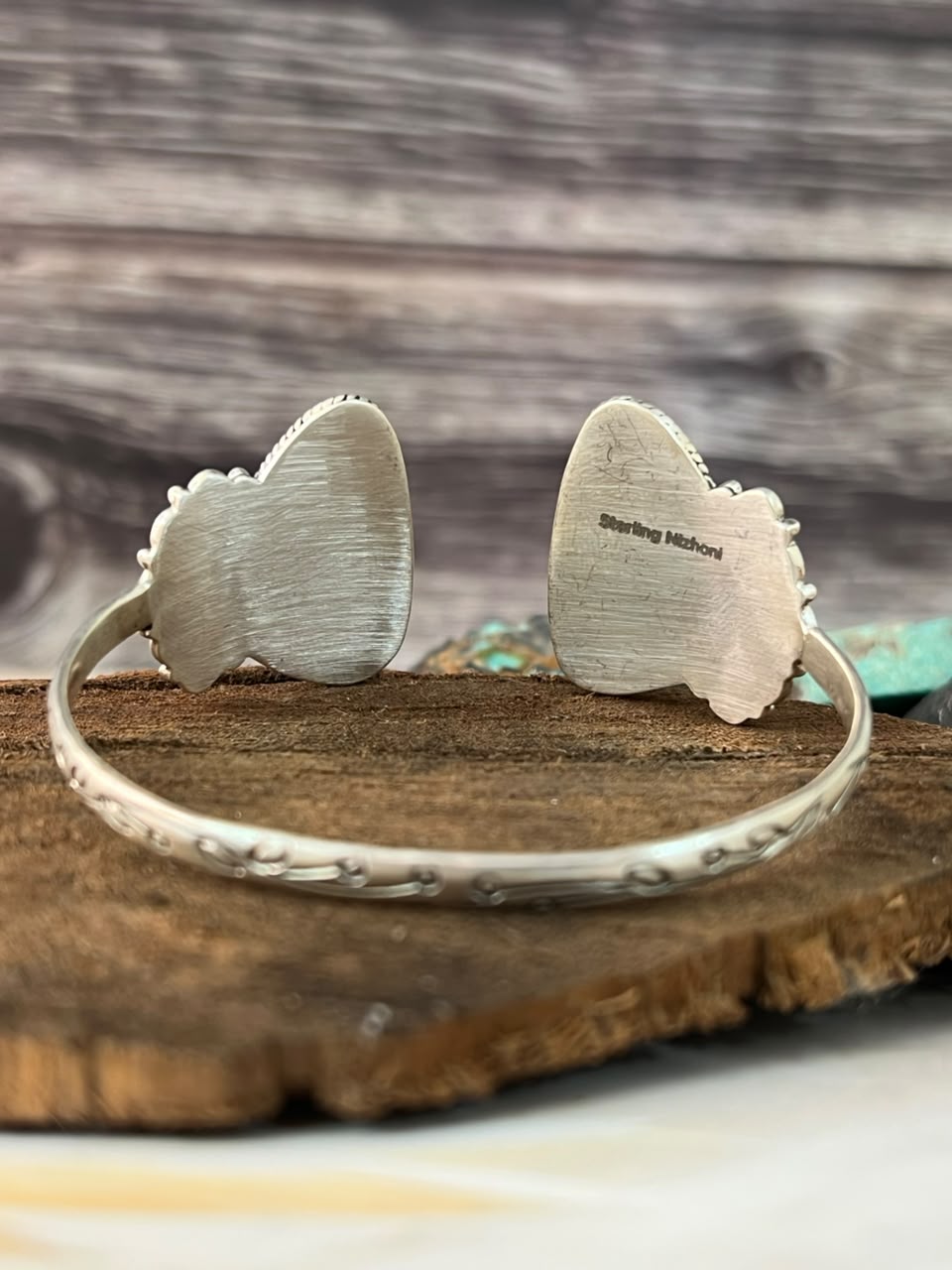 Handmade Sterling Silver Royston Ribbon Turquoise Cuff Bracelet Signed Nizhoni