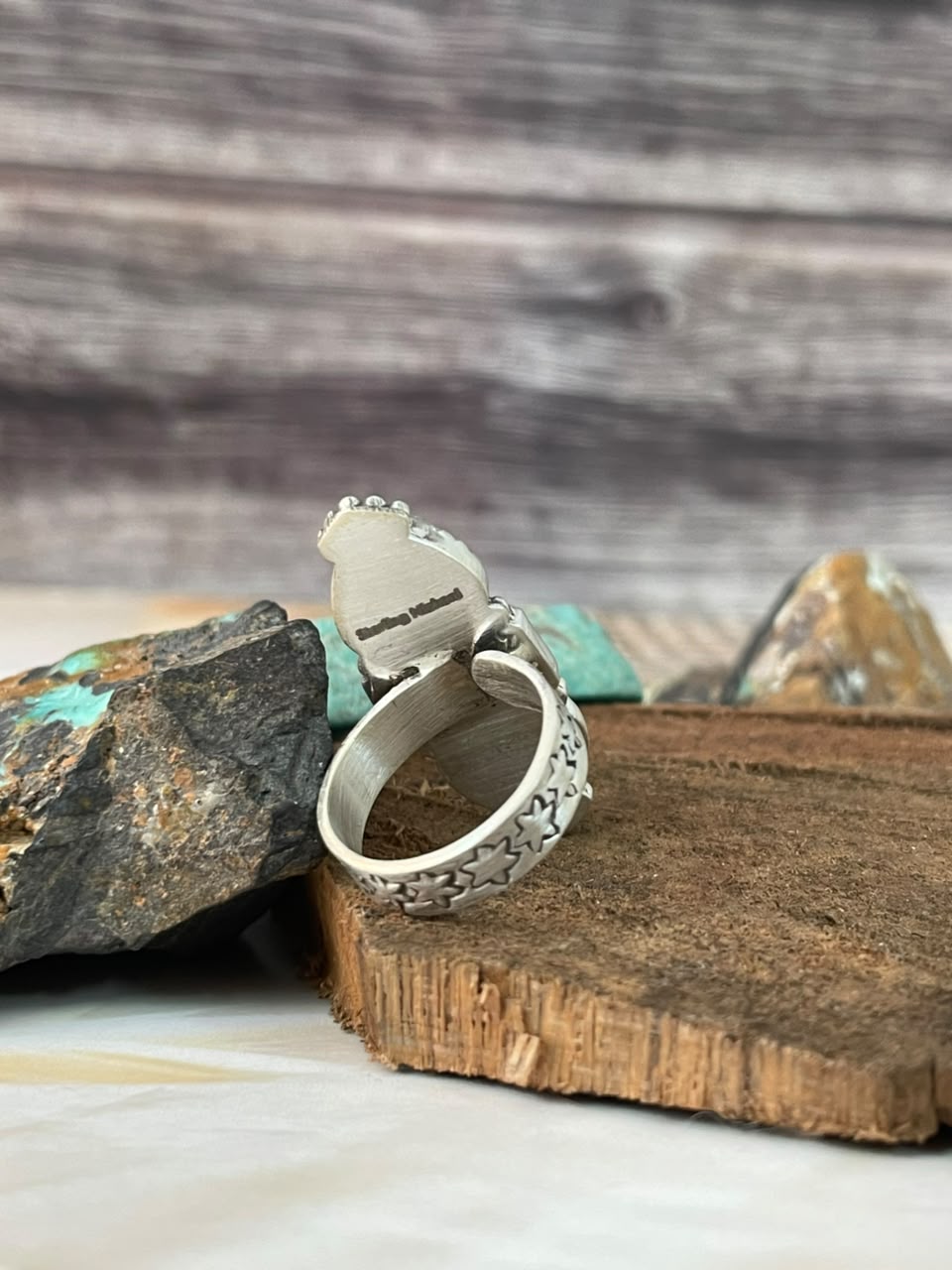 Handmade Sterling Silver White Buffalo Adjustable Ring Signed Nizhoni
