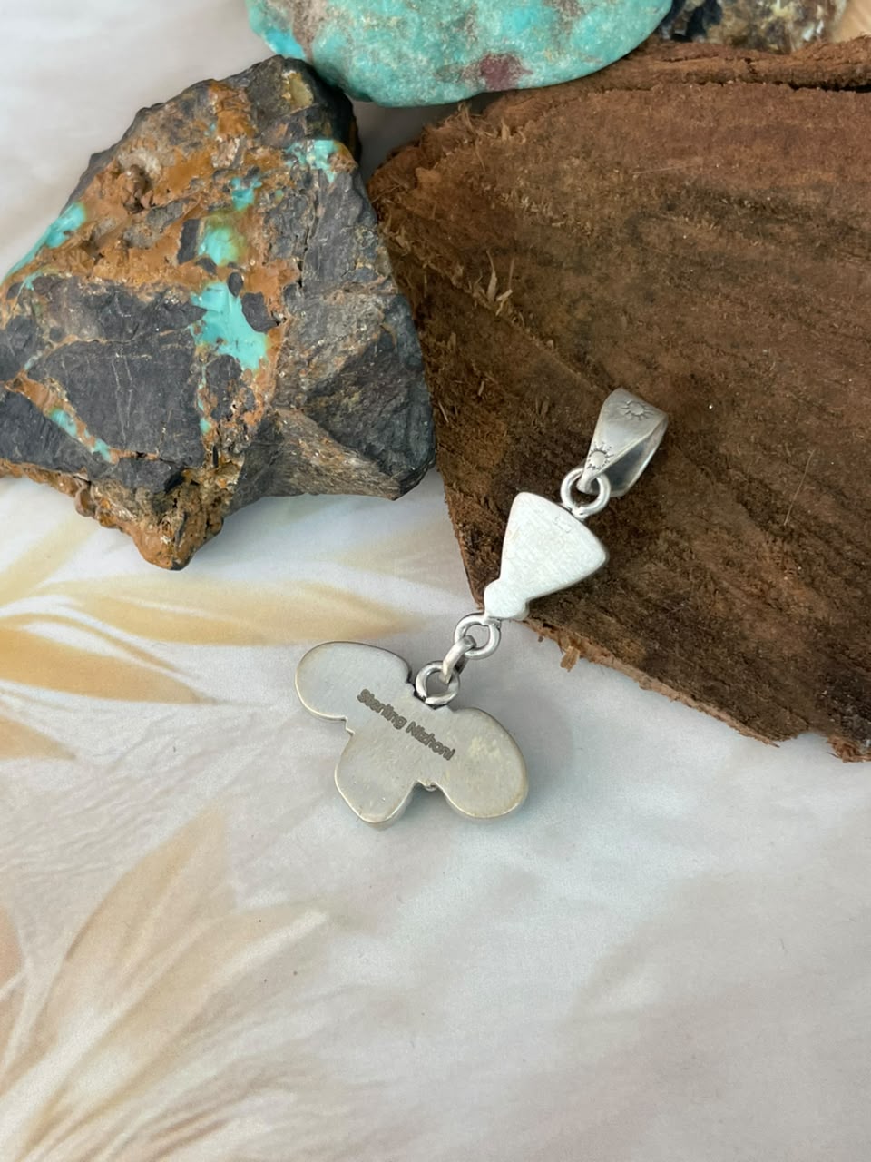 Handmade Sterling Silver Ithaca Peak Turquoise Pendant Signed Nizhoni