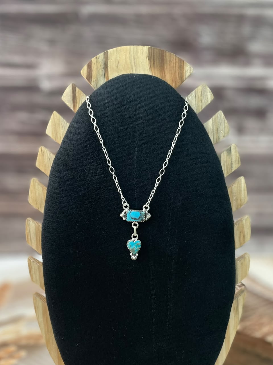 Handmade Sterling Silver Ithaca Peak Turquoise Necklace Signed Nizhoni