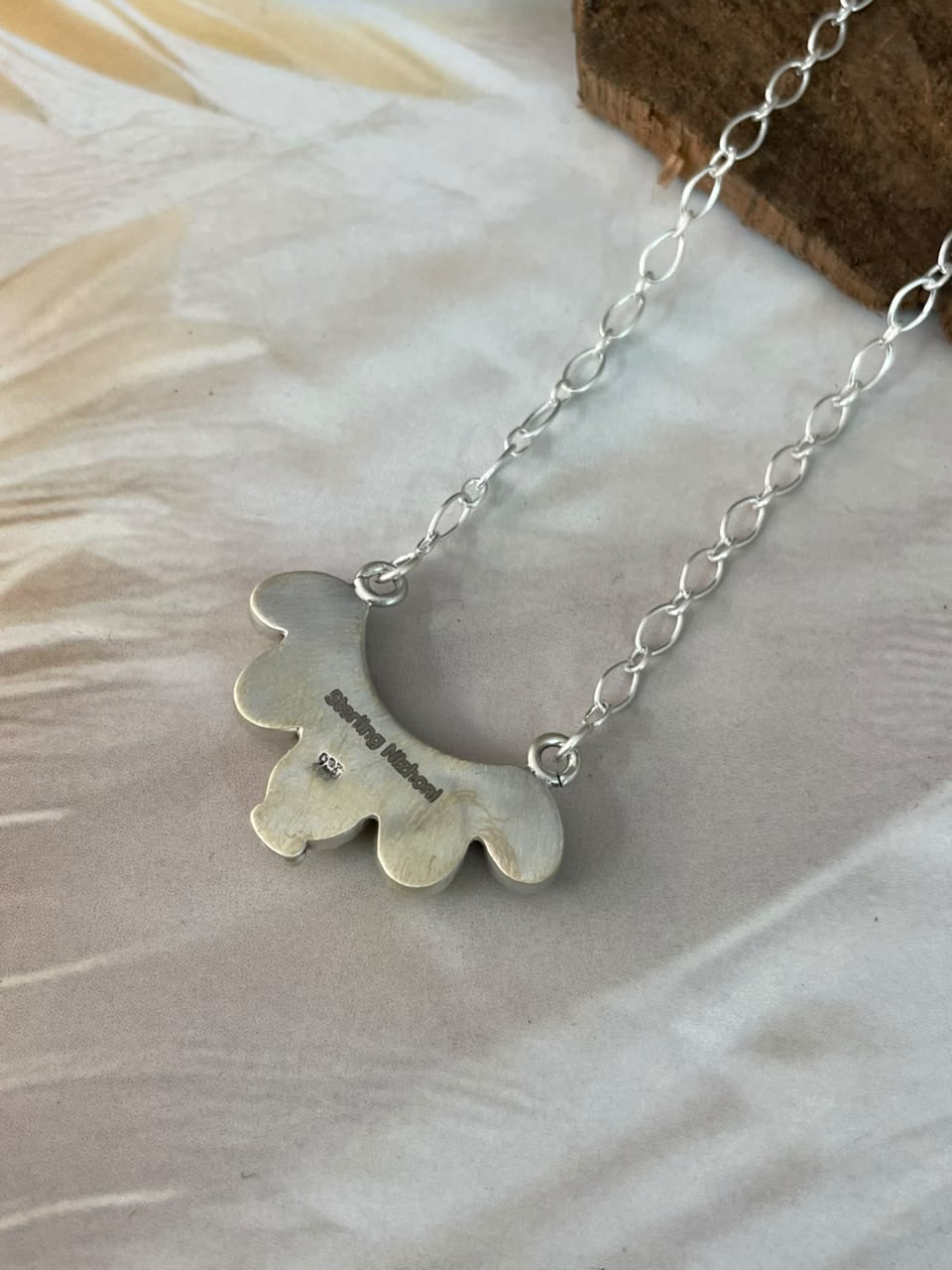 Handmade Sterling Silver Palomino Turquoise Necklace Signed Nizhoni
