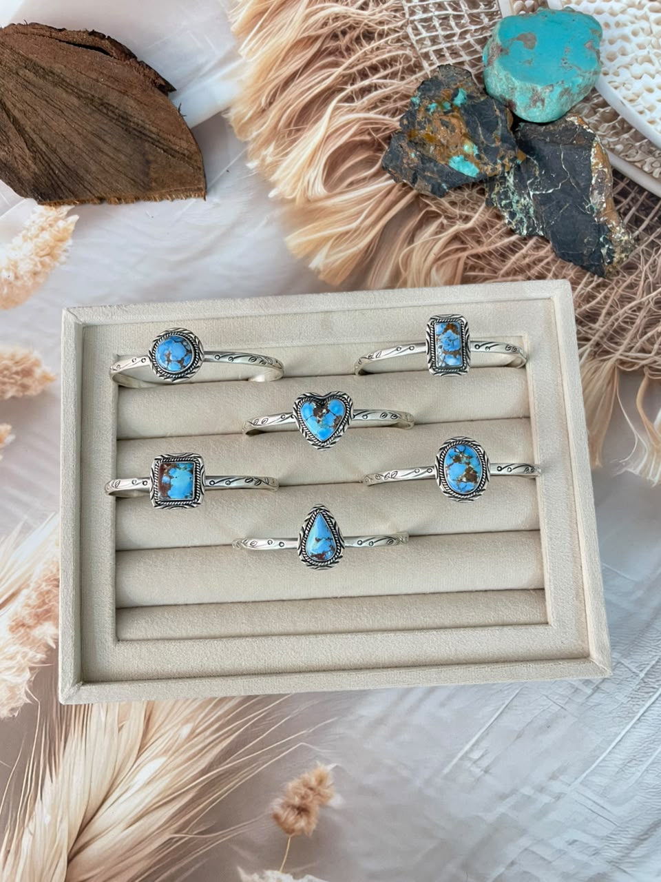 Handmade Sterling Silver Golden Hills Turquoise Cuff Bracelet Signed Nizhoni