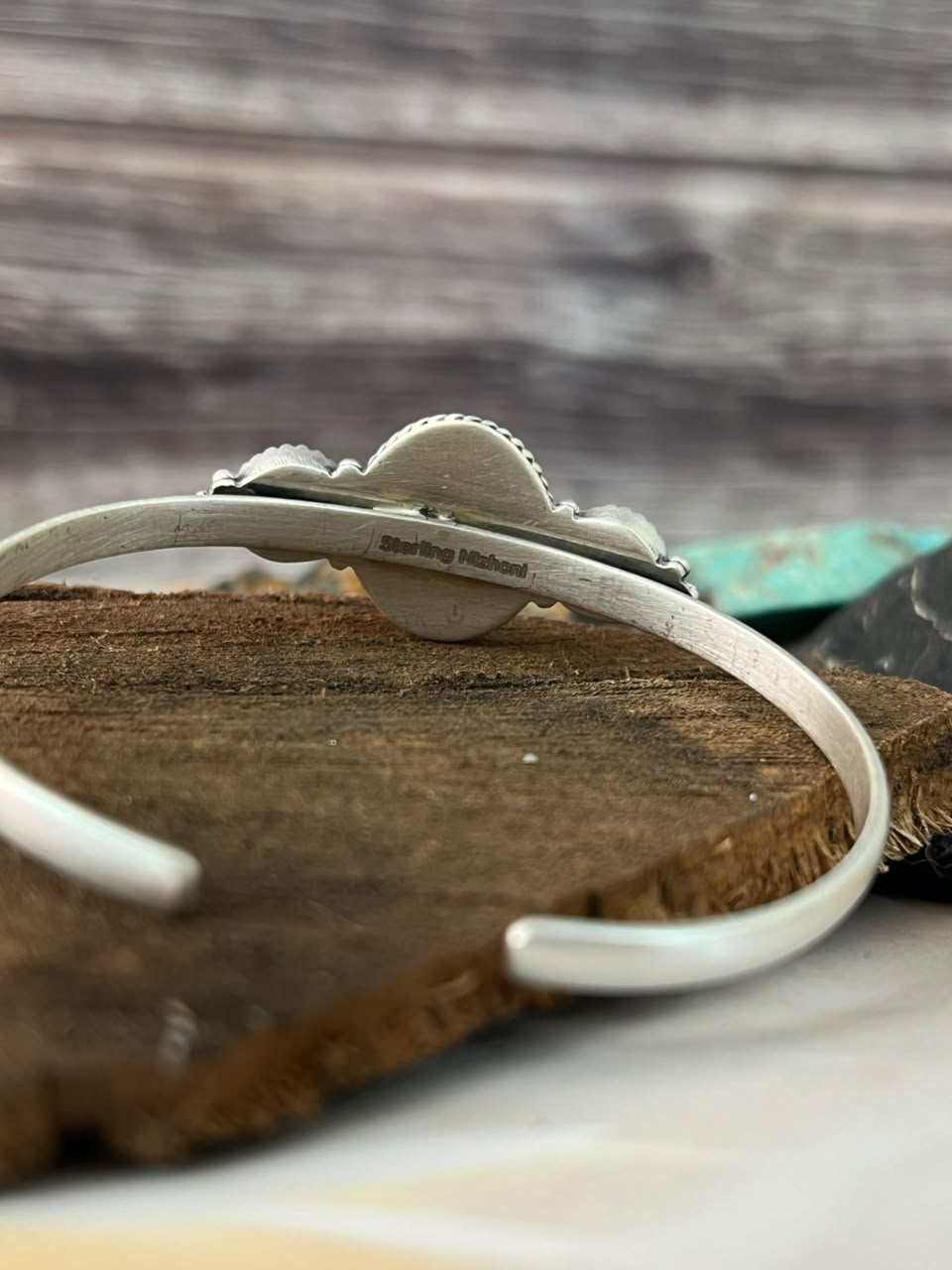 Handmade Sterling Silver Cotton Candy Cobble Stone Cuff Bracelet Signed Nizhoni