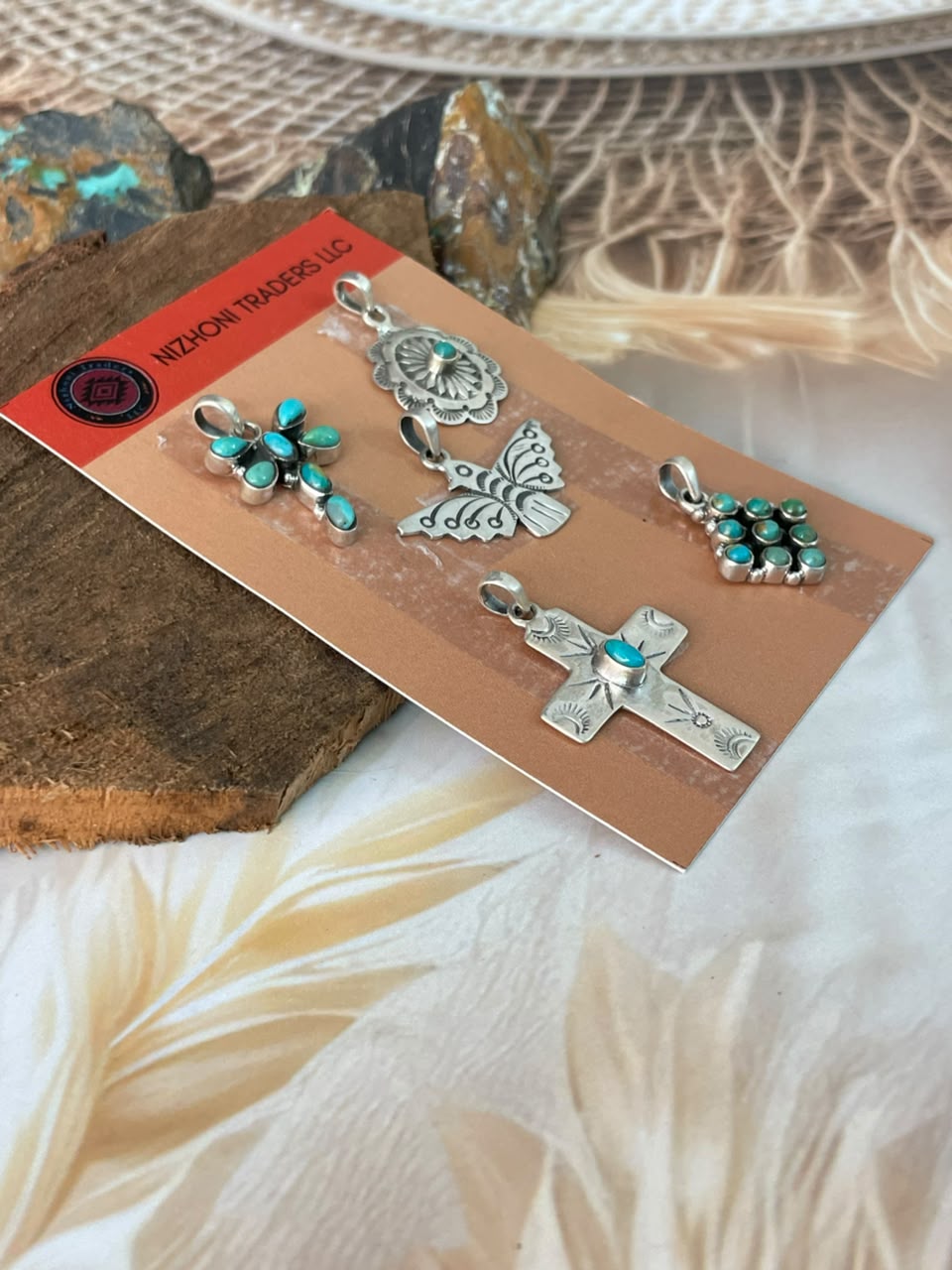 Handmade Sterling Silver Kingman Turquoise Pendant Card