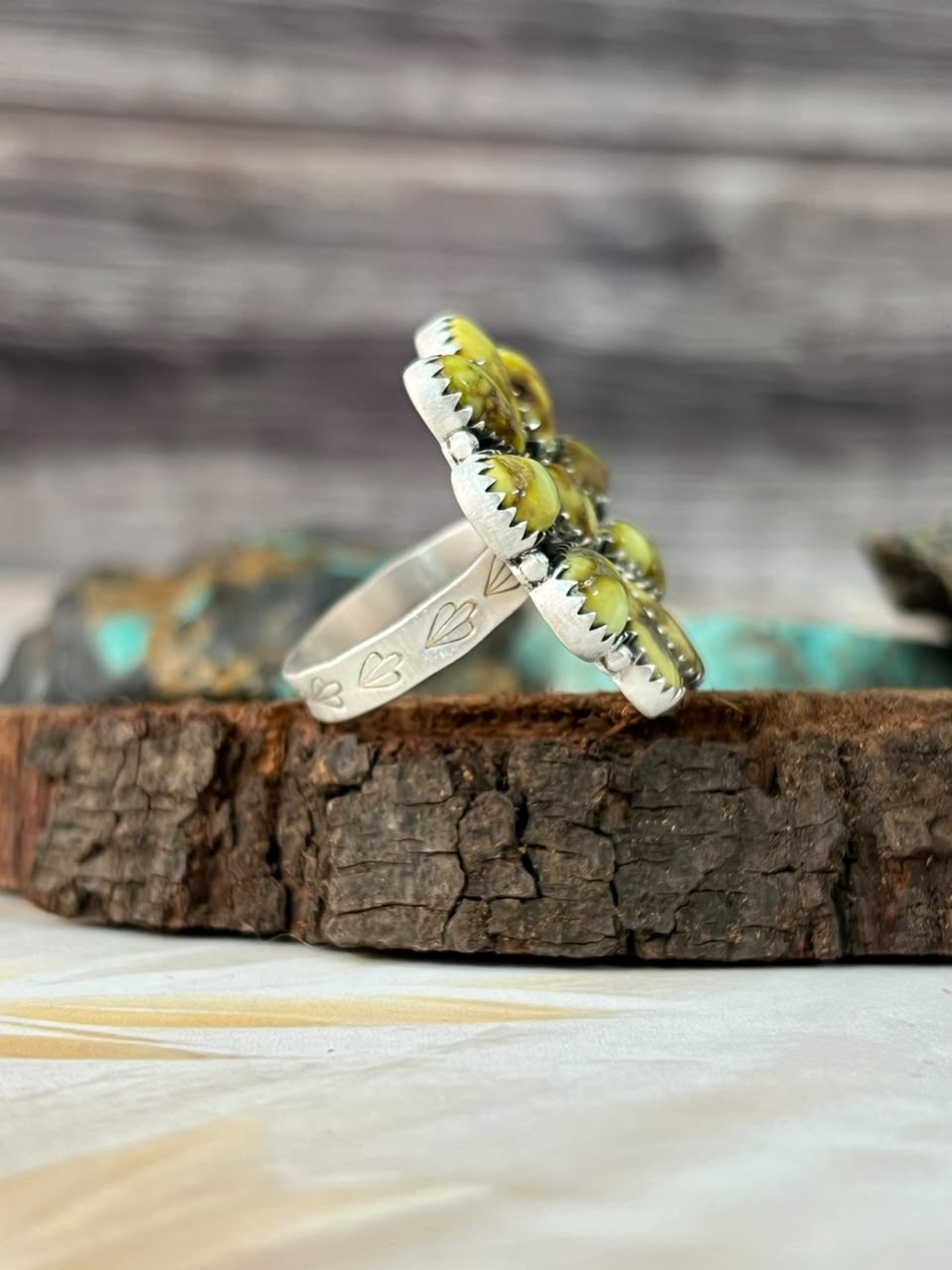 Handmade Sterling Silver Palomino Turquoise Adjustable Ring Signed Nizhoni