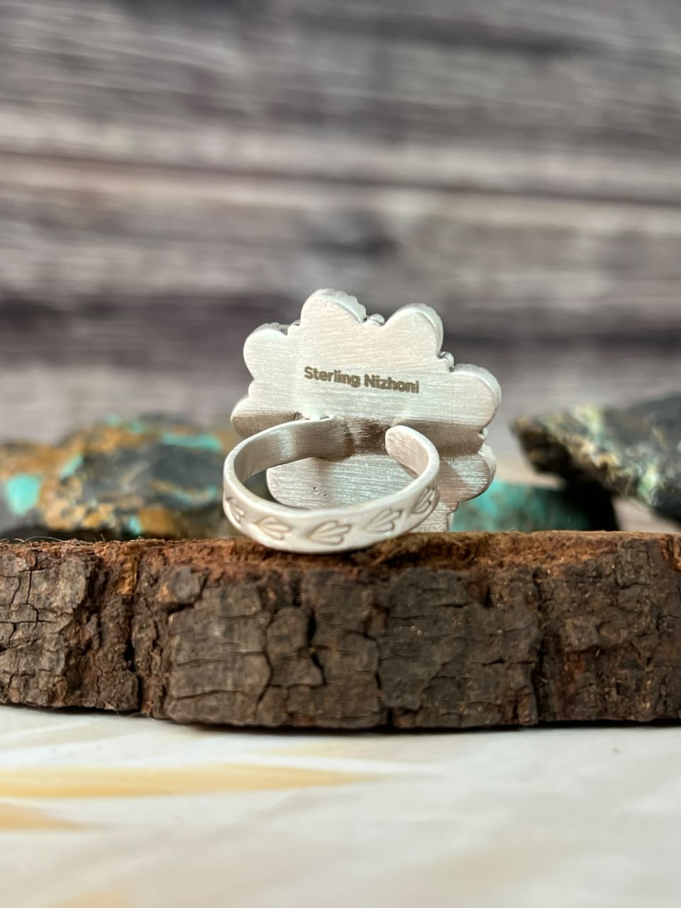 Handmade Sterling Silver Palomino Turquoise Adjustable Ring Signed Nizhoni