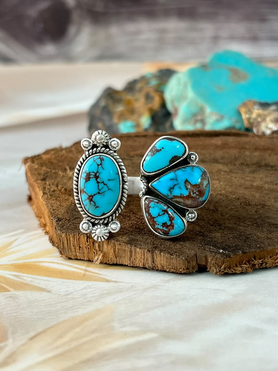 Handmade Sterling Silver Egyptian Turquoise Adjustable Ring Signed Nizhoni