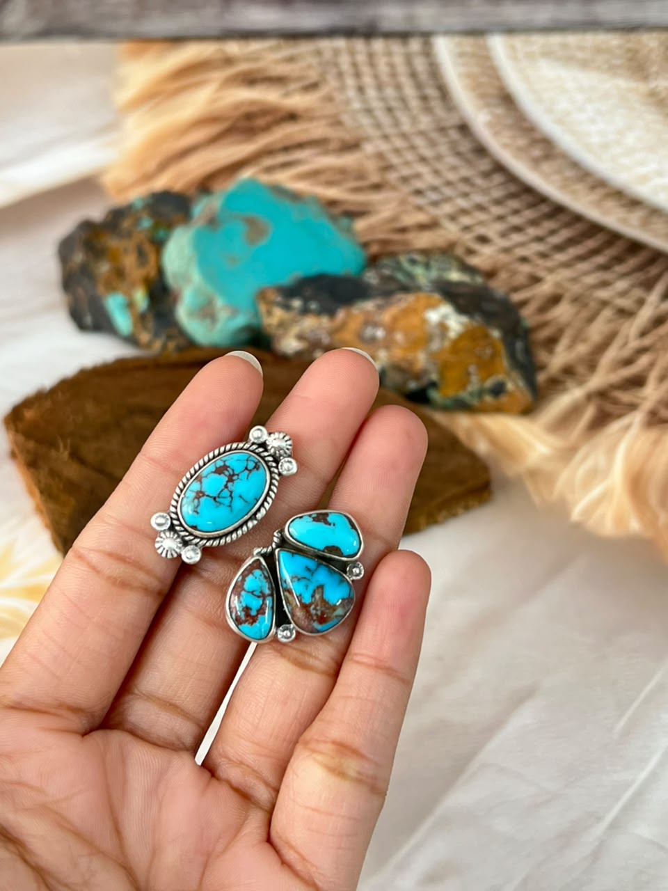 Handmade Sterling Silver Egyptian Turquoise Adjustable Ring Signed Nizhoni
