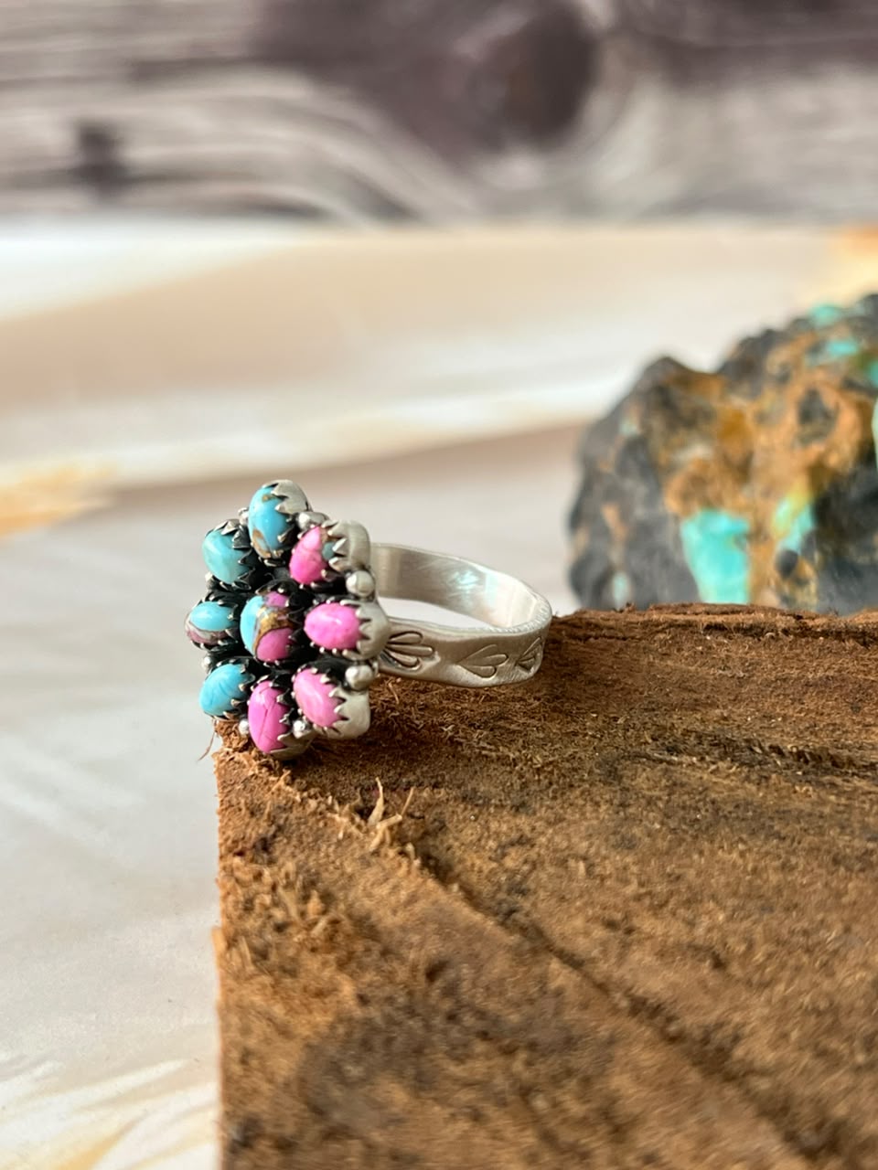 Handmade Sterling Silver Cotton Candy Adjustable Ring Signed Nizhoni