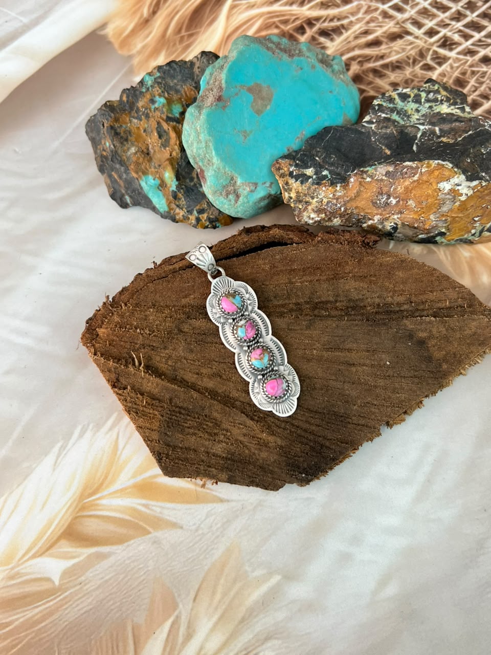 Handmade Sterling Silver Cotton Candy Pendant Signed Nizhoni