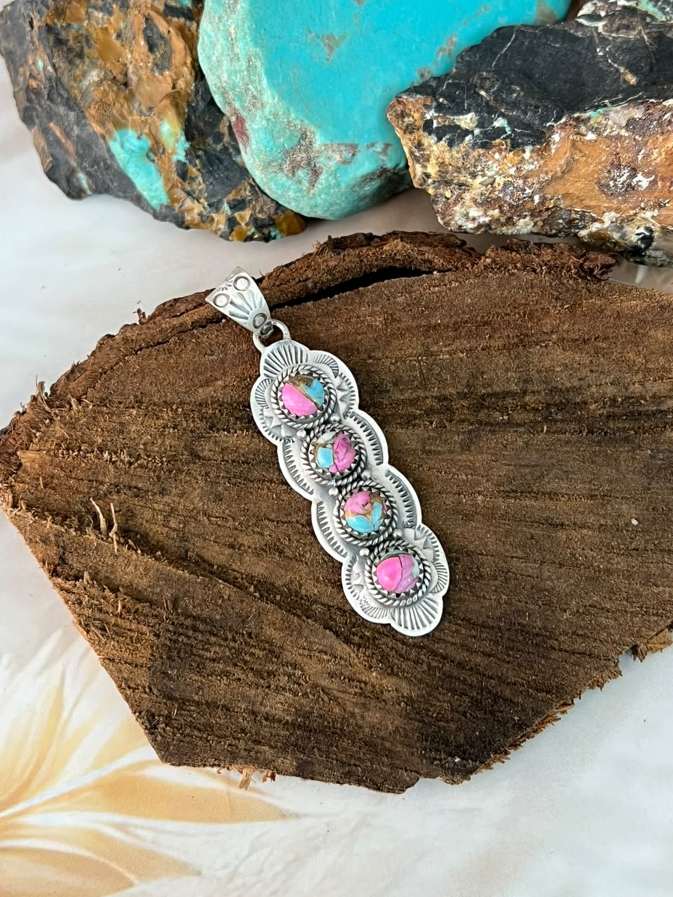 Handmade Sterling Silver Cotton Candy Pendant Signed Nizhoni