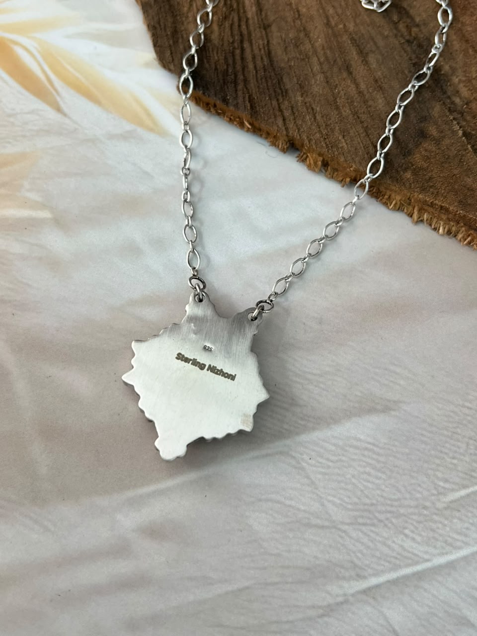 Handmade Sterling Silver Carico Lake with Cotton Candy and Palomino Turquoise Necklace Signed Nizhoni