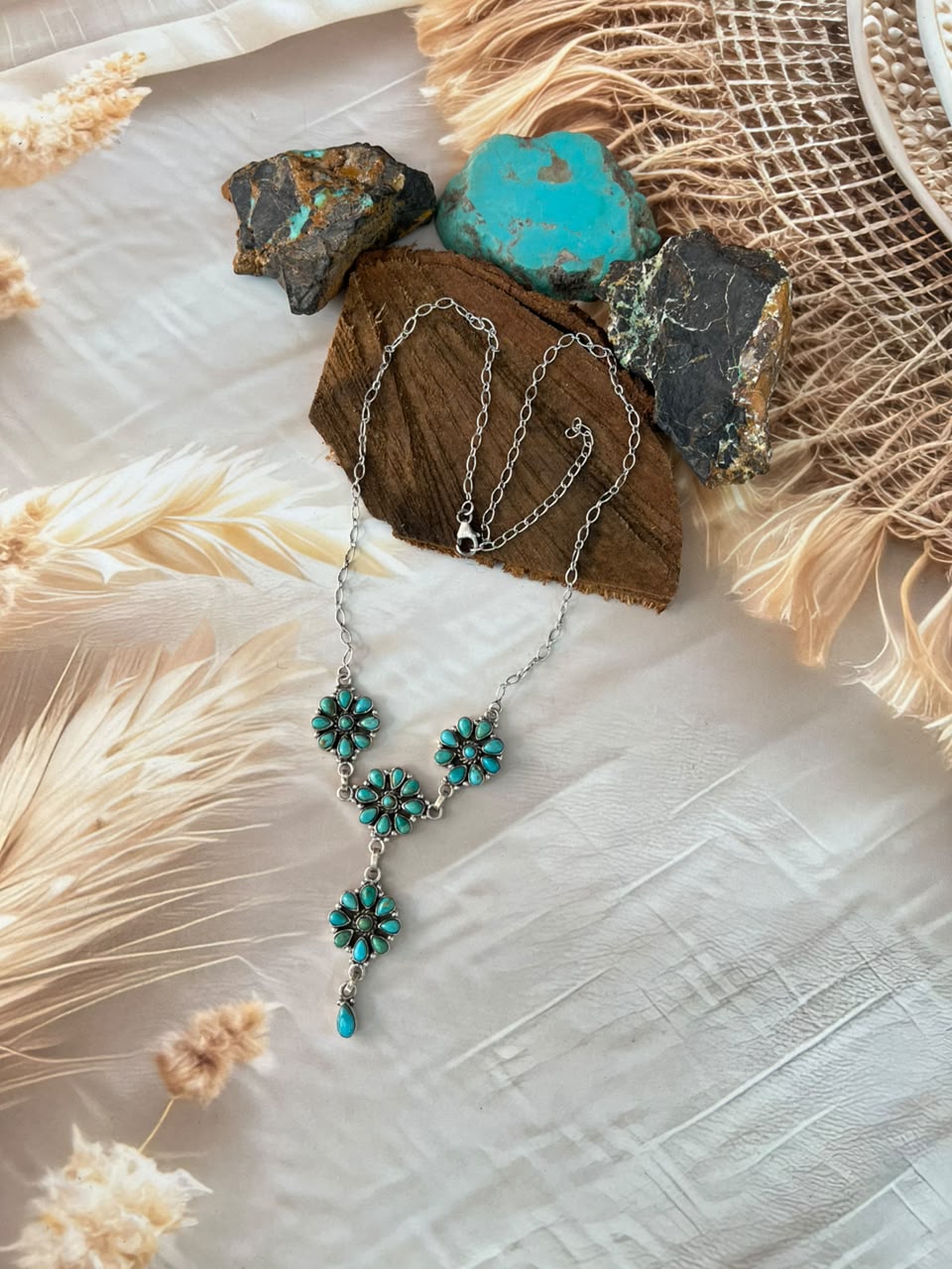 Handmade Sterling Silver Kingman Turquoise Necklace Signed Nizhoni