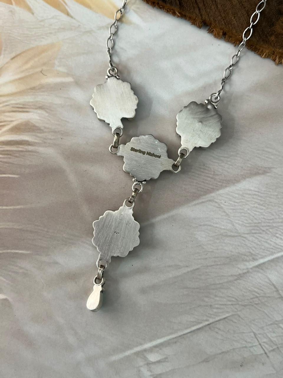 Handmade Sterling Silver Kingman Turquoise Necklace Signed Nizhoni