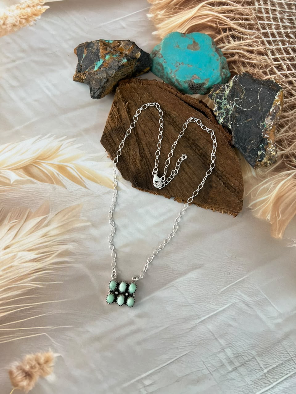 Handmade Sterling Silver Paloma Turquoise Necklace Signed Nizhoni