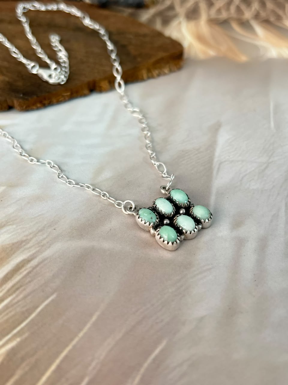 Handmade Sterling Silver Paloma Turquoise Necklace Signed Nizhoni