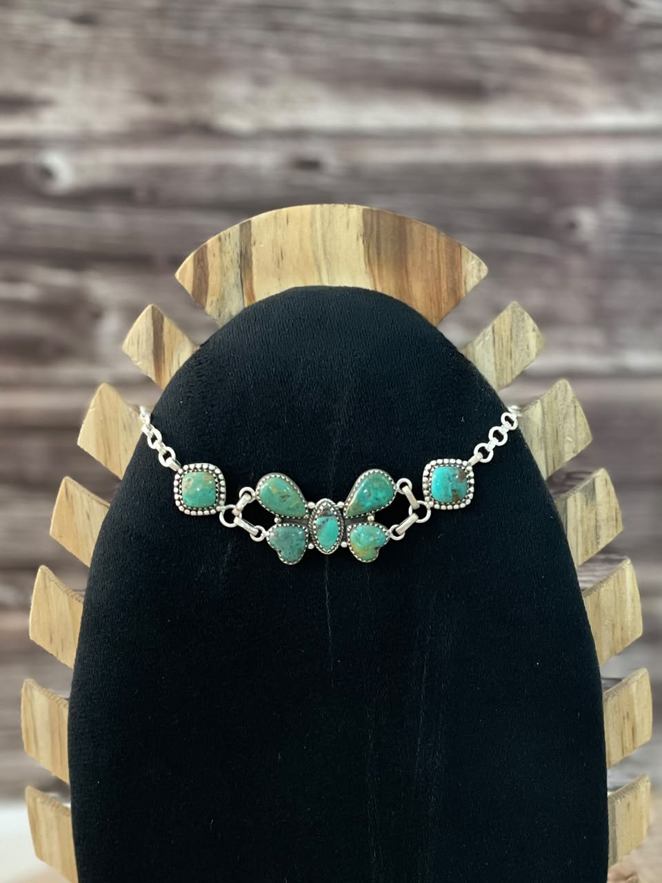 Handmade Sterling Silver Sonoran Turquoise Collection: Choker Necklace Signed Nizhoni