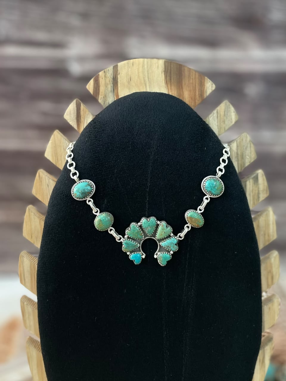 Handmade Sterling Silver Sonoran Turquoise Collection: Naja Choker Necklace Signed Nizhoni