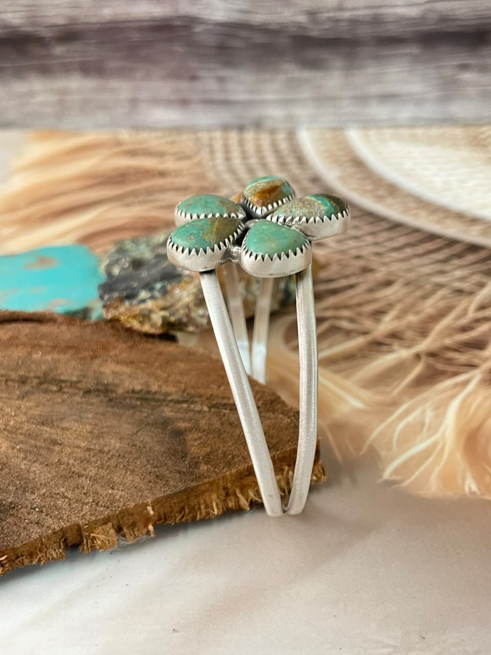 Handmade Sterling Silver Sonoran Turquoise Collection: Cuff Bracelet Signed Nizhoni (7)