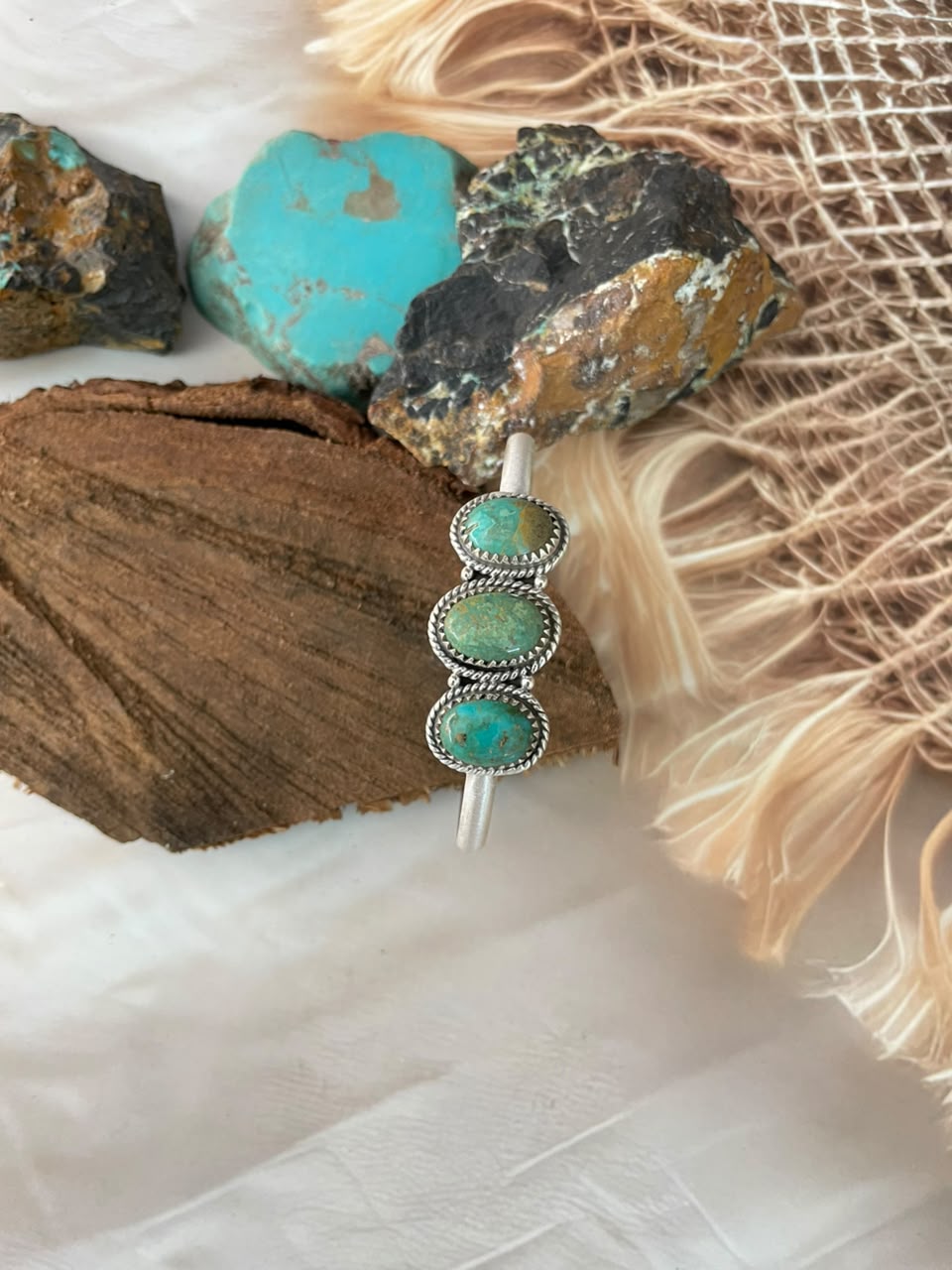 Handmade Sterling Silver Sonoran Turquoise Collection: Cuff Bracelet Signed Nizhoni (6)