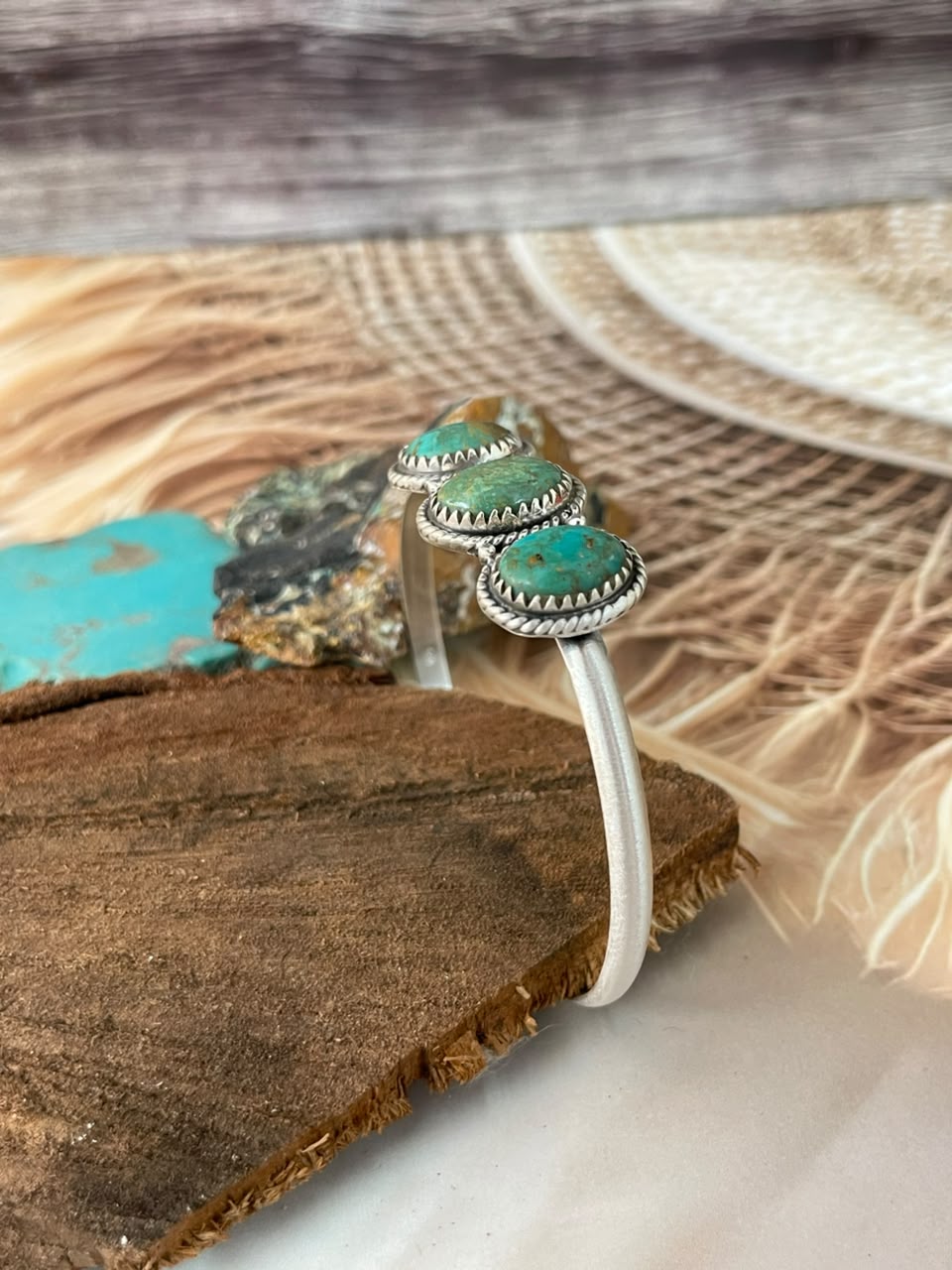 Handmade Sterling Silver Sonoran Turquoise Collection: Cuff Bracelet Signed Nizhoni (6)