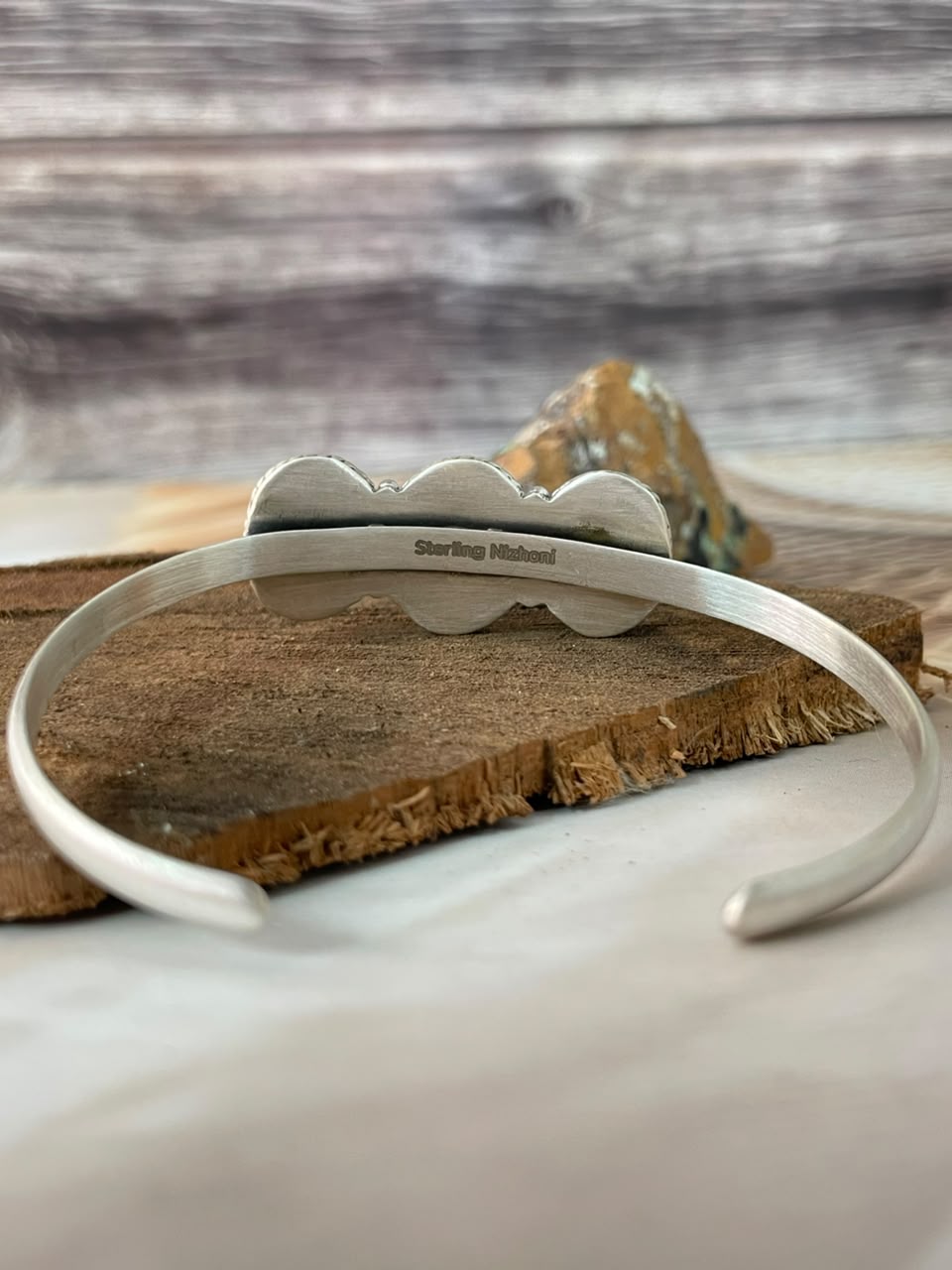 Handmade Sterling Silver Sonoran Turquoise Collection: Cuff Bracelet Signed Nizhoni (6)
