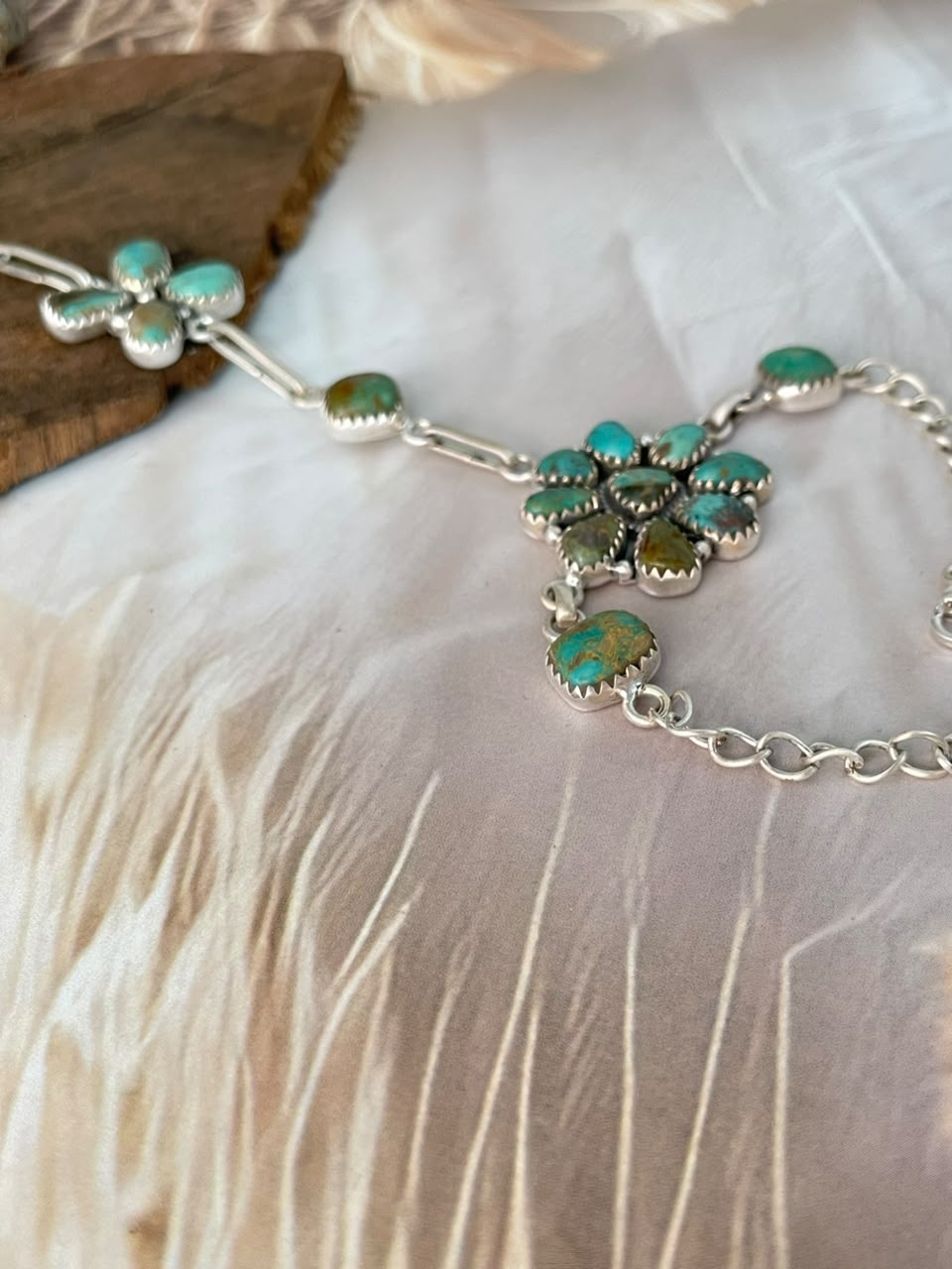 Handmade Sterling Silver Sonoran Turquoise Collection: Hand Harness Signed Nizhoni