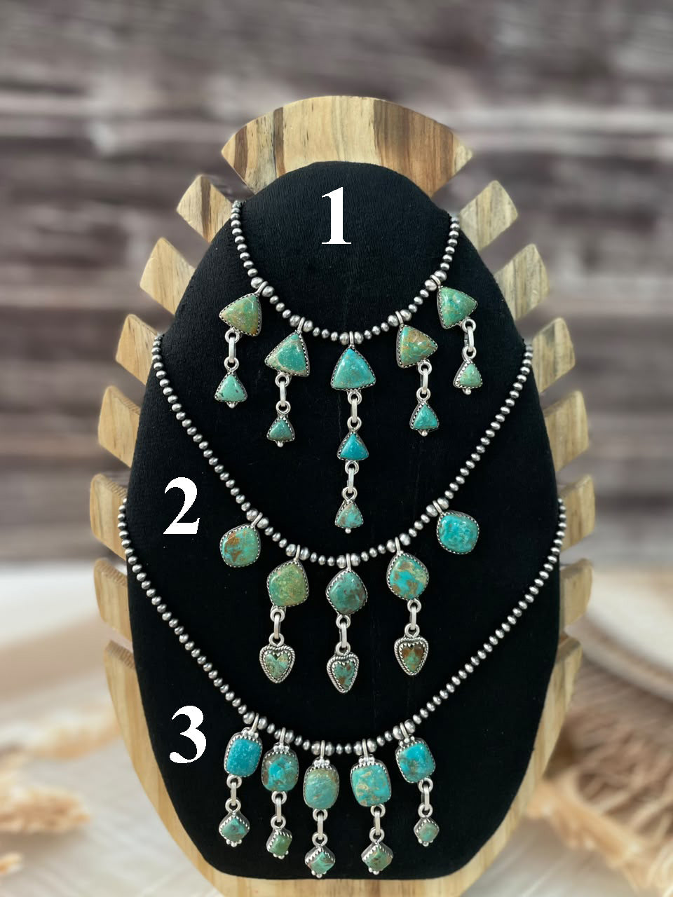 Handmade Sterling Silver Sonoran Turquoise Collection: Beaded Necklace Signed Nizhoni