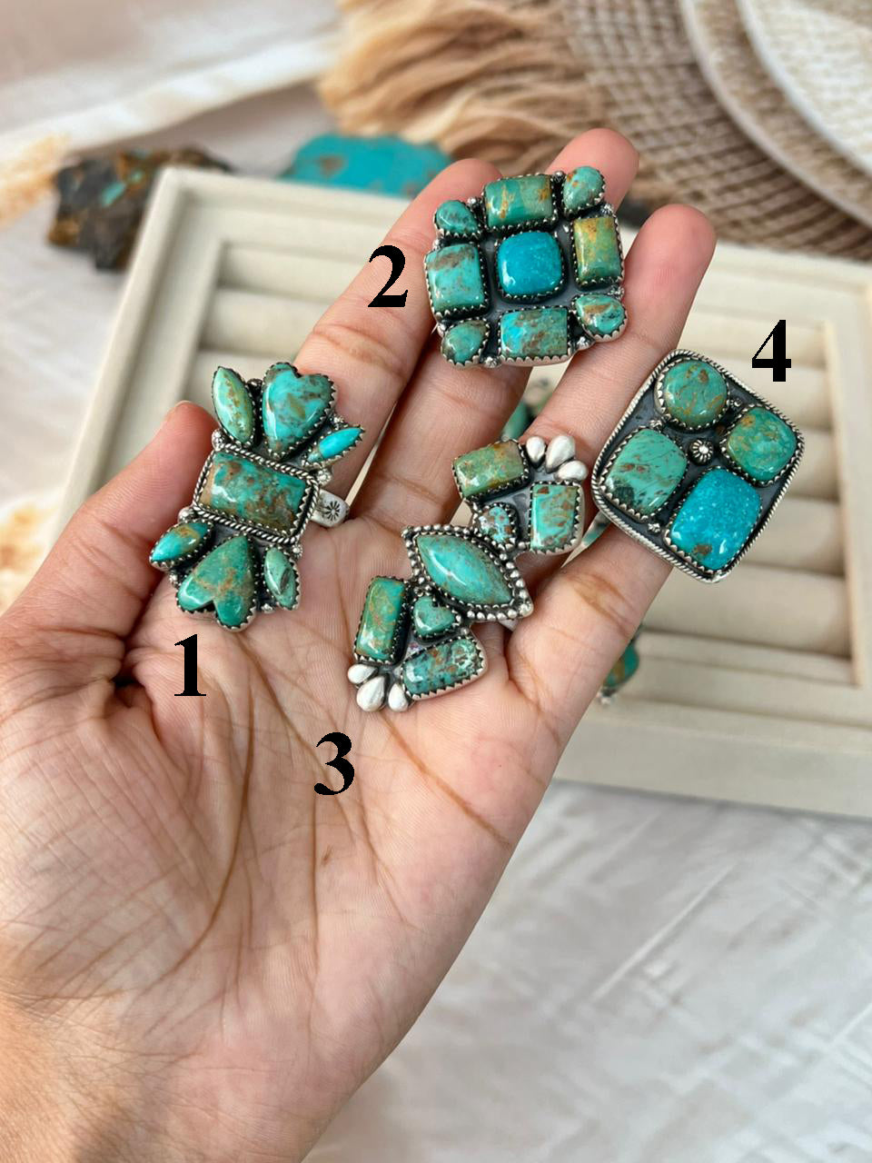Handmade Sterling Silver Sonoran Turquoise Collection: Adjustable Ring Signed Nizhoni