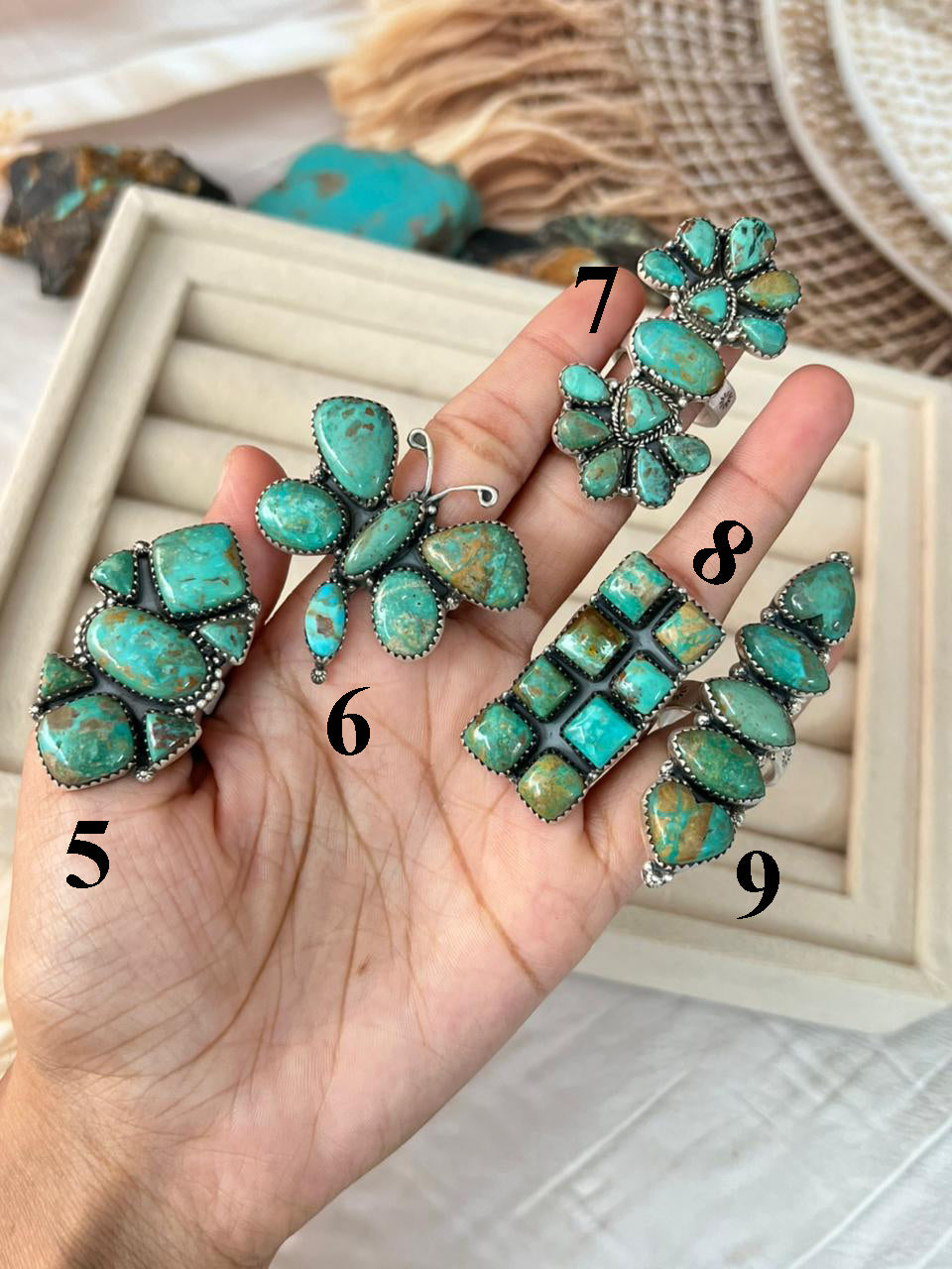 Handmade Sterling Silver Sonoran Turquoise Collection: Adjustable Ring Signed Nizhoni