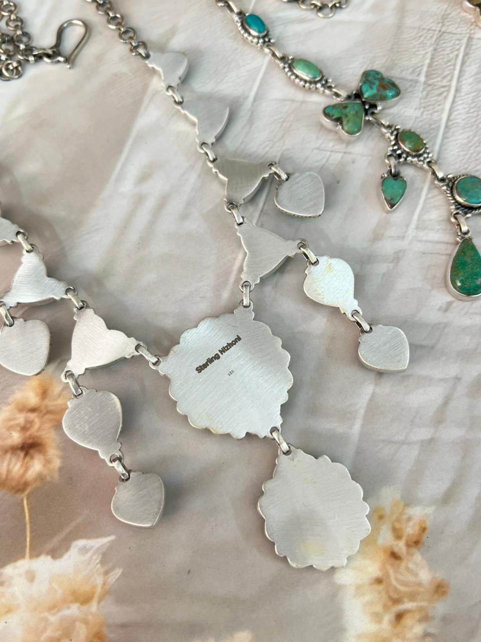 Handmade Sterling Silver Sonoran Turquoise Collection: Necklace Signed Nizhoni