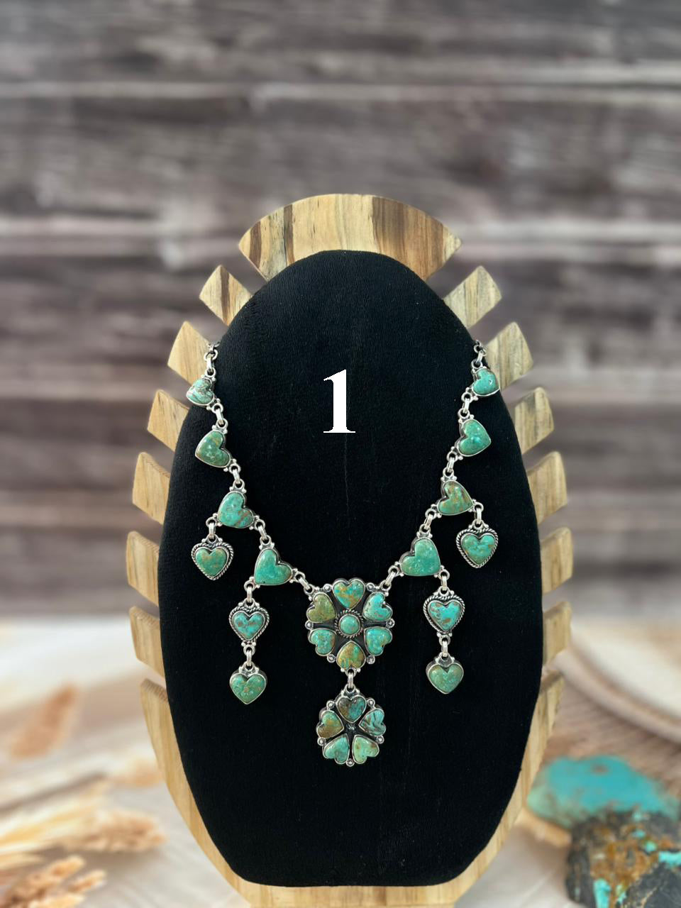 Handmade Sterling Silver Sonoran Turquoise Collection: Necklace Signed Nizhoni