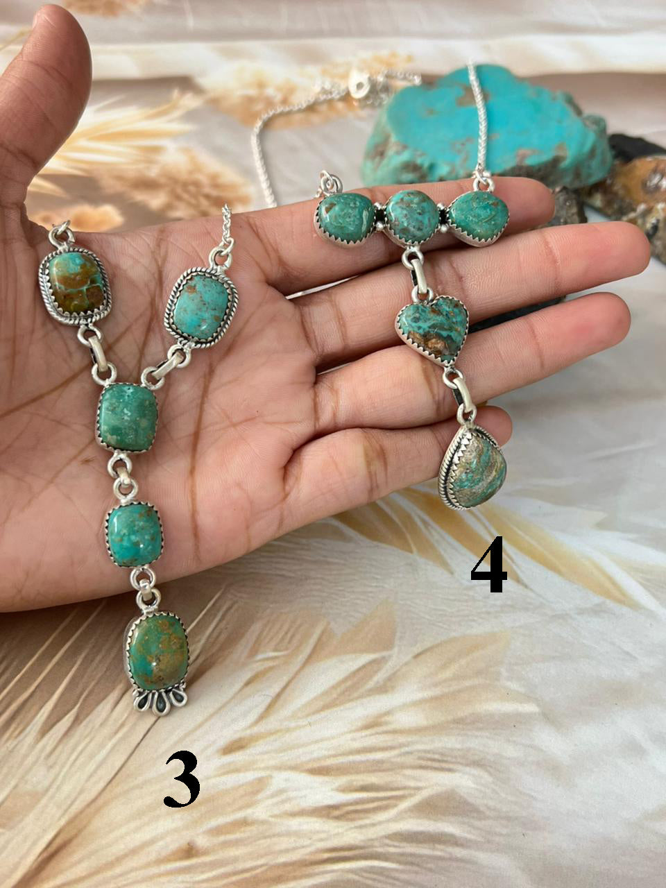 Handmade Sterling Silver Sonoran Turquoise Collection: Necklace Signed Nizhoni