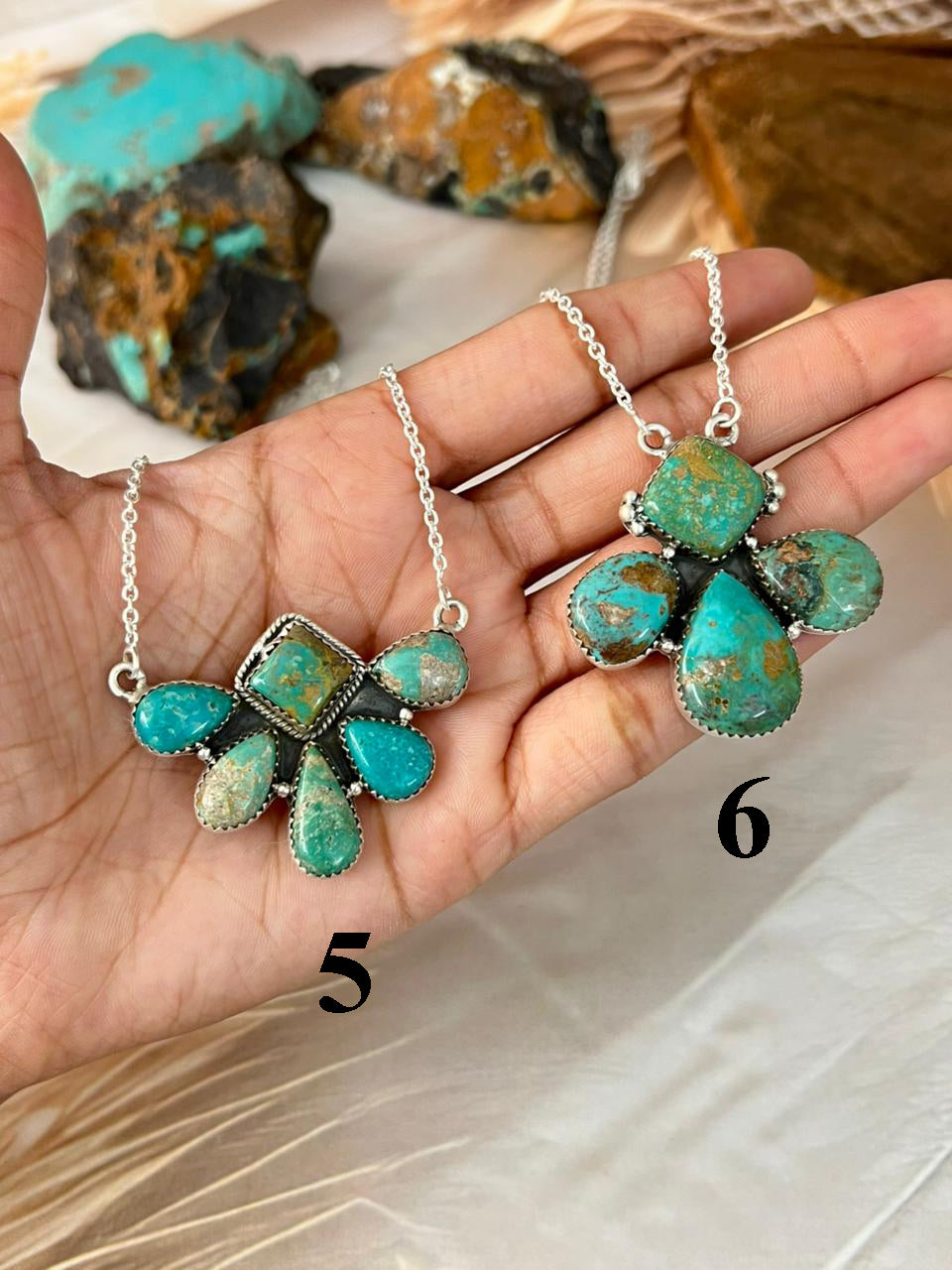 Handmade Sterling Silver Sonoran Turquoise Collection: Necklace Signed Nizhoni