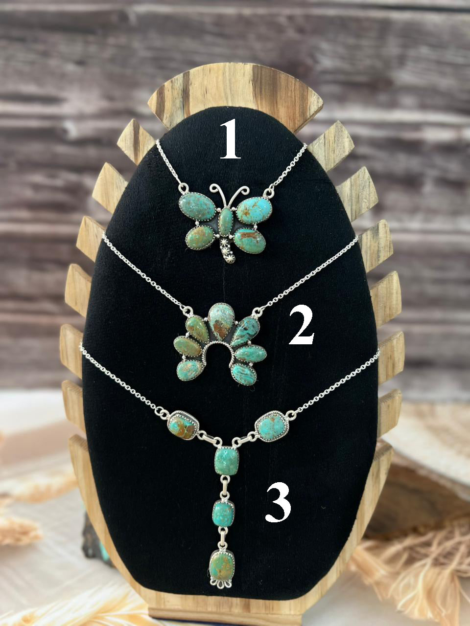 Handmade Sterling Silver Sonoran Turquoise Collection: Necklace Signed Nizhoni
