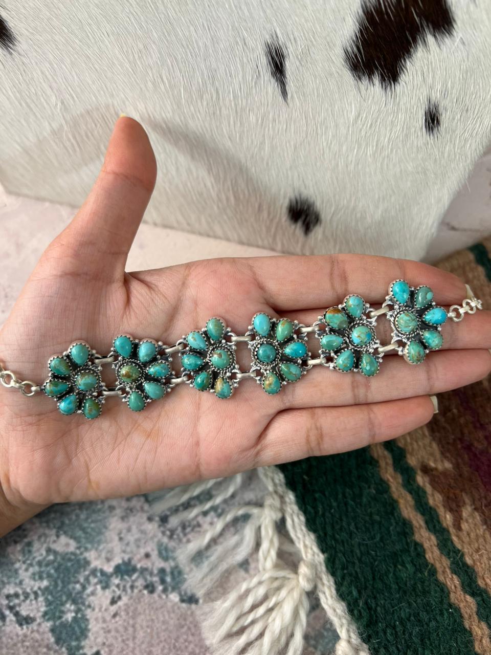 Handmade Sterling Silver Kingman Turquoise Choker Necklace Signed Nizhoni