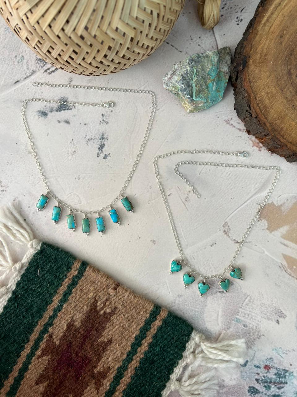 Handmade Sterling Silver Kingman Turquoise Necklace Signed Nizhoni