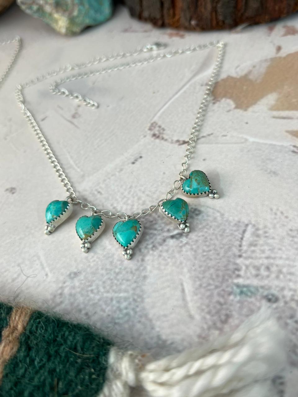 Handmade Sterling Silver Kingman Turquoise Necklace Signed Nizhoni