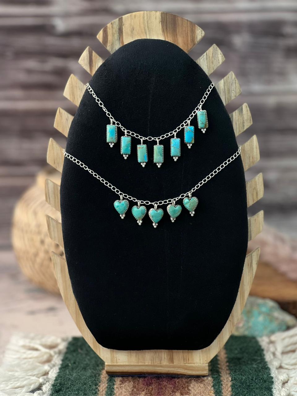 Handmade Sterling Silver Kingman Turquoise Necklace Signed Nizhoni