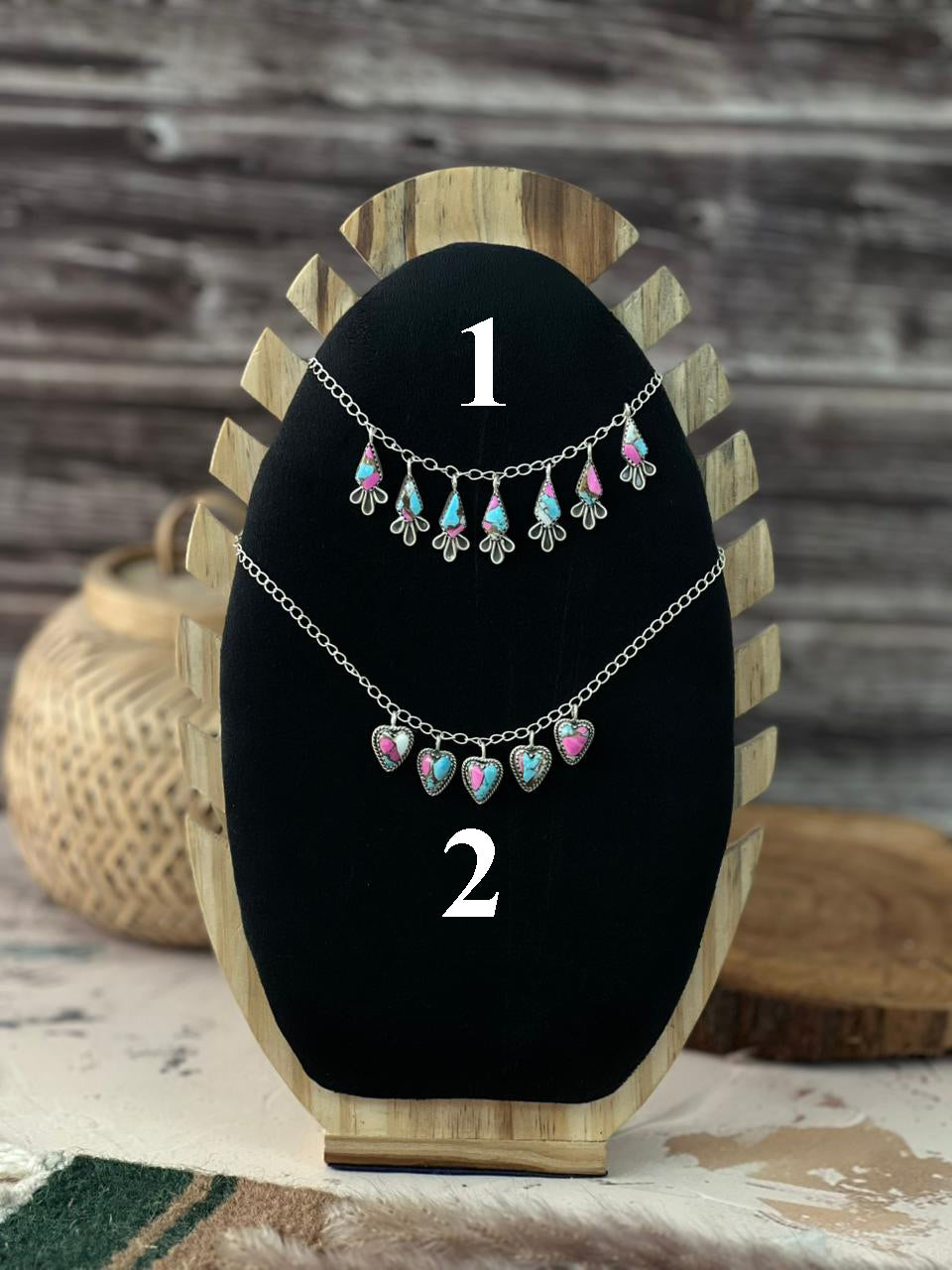 Handmade Sterling Silver Cotton Candy Necklace Signed Nizhoni