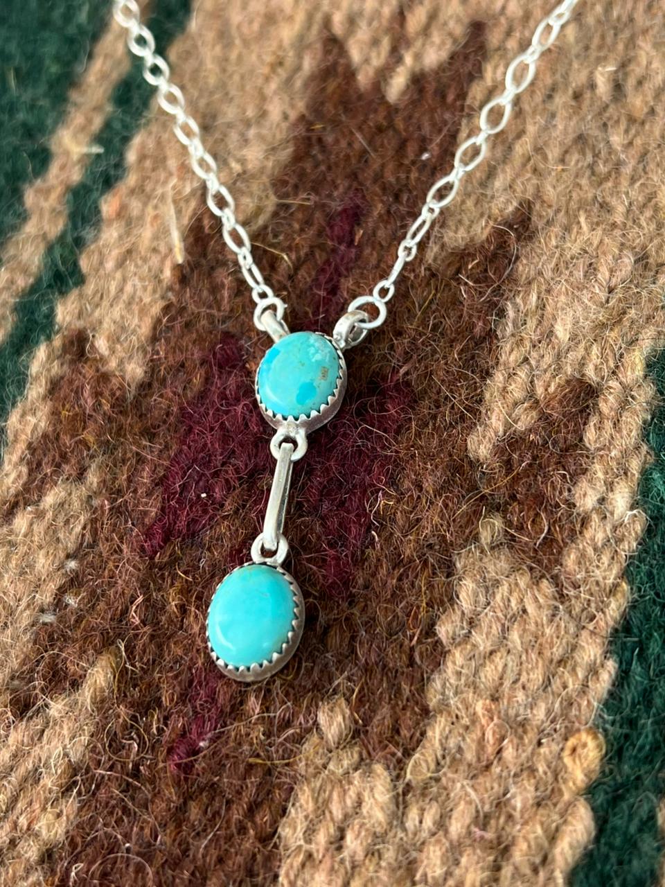 Handmade Sterling Silver Kingman Turquoise Necklace Signed Nizhoni