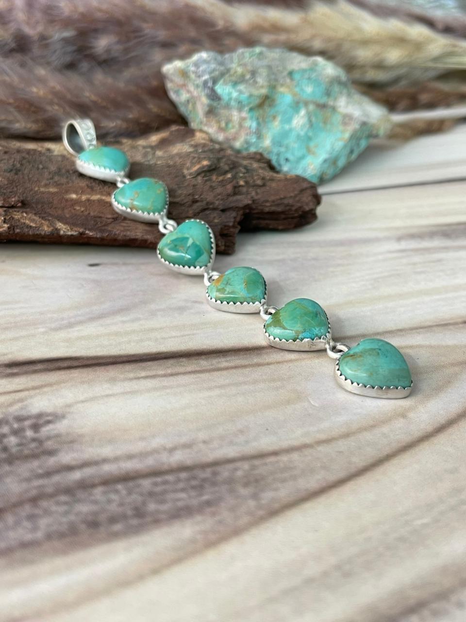 Handmade Sterling Silver Kingman Turquoise Pendant Signed Nizhoni