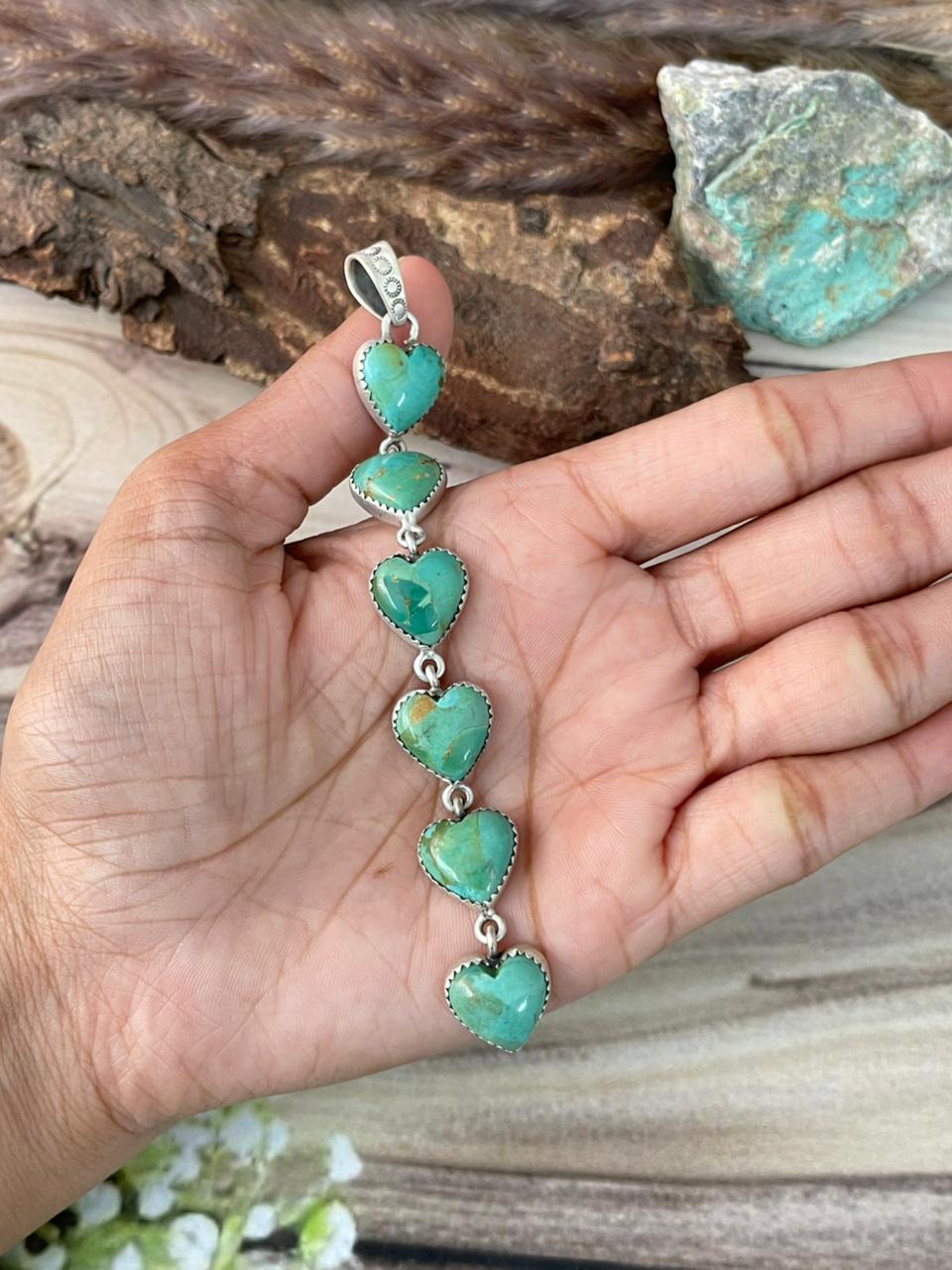 Handmade Sterling Silver Kingman Turquoise Pendant Signed Nizhoni