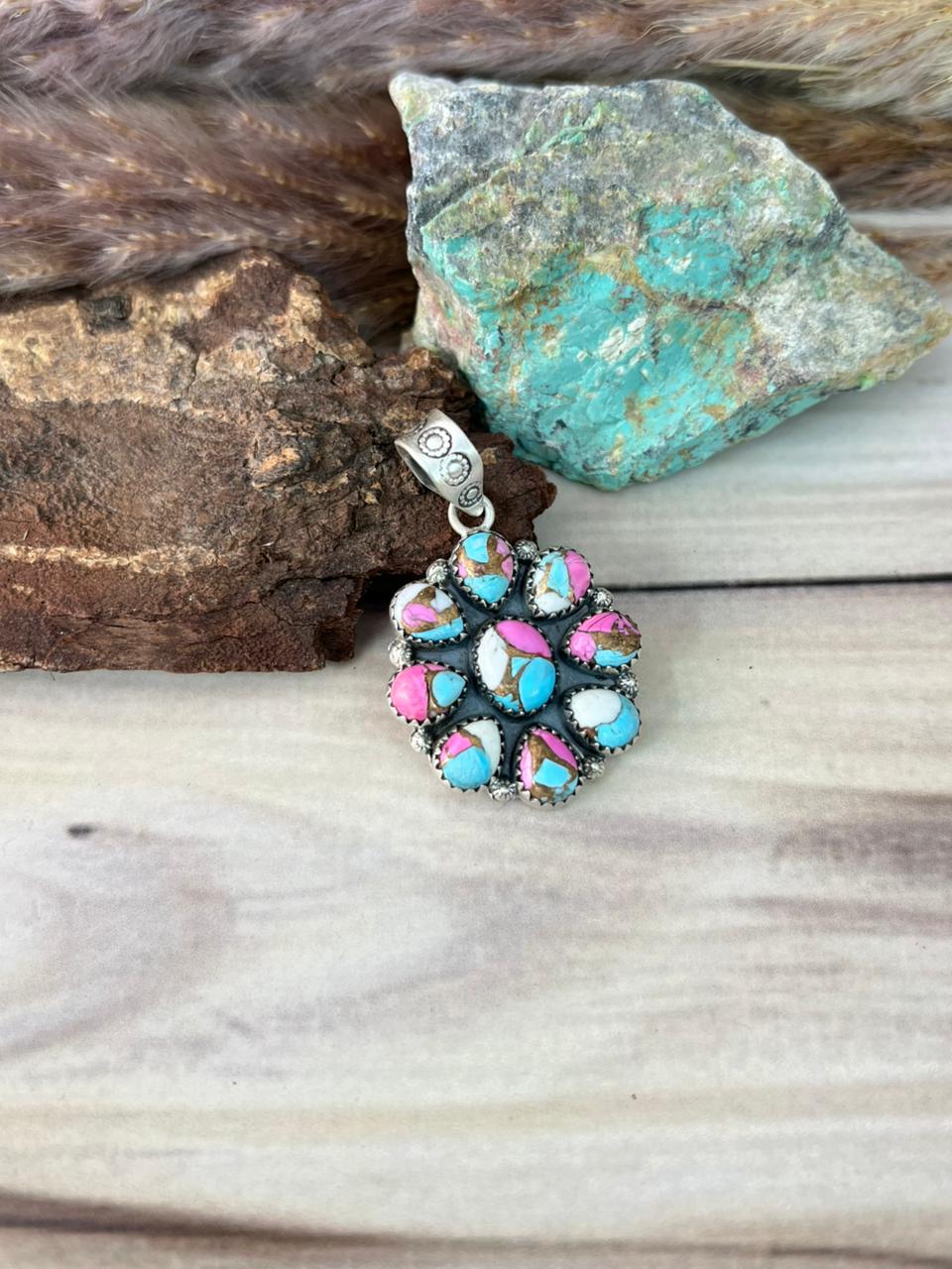 Handmade Sterling Silver Cotton Candy Pendant Signed Nizhoni