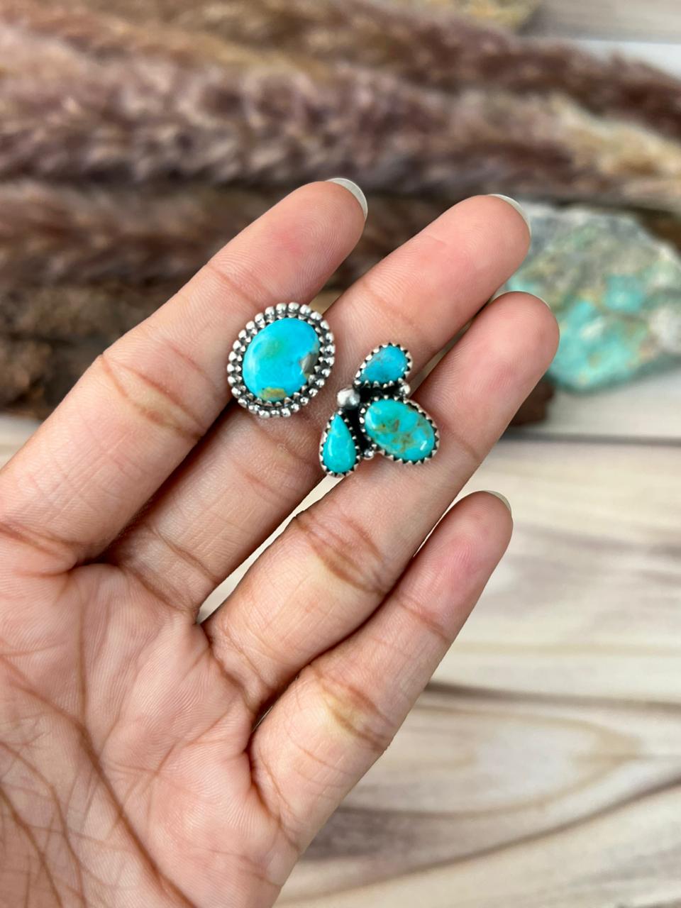 Handmade Sterling Silver Santa Maria Turquoise Adjustable Ring Signed Nizhoni