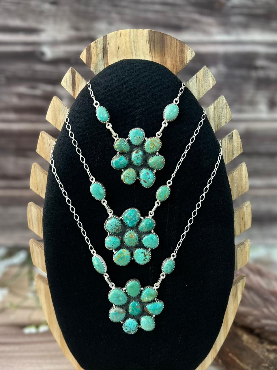 Handmade Sterling Silver Cripple Creek Turquoise Necklace Signed Nizhoni (8)