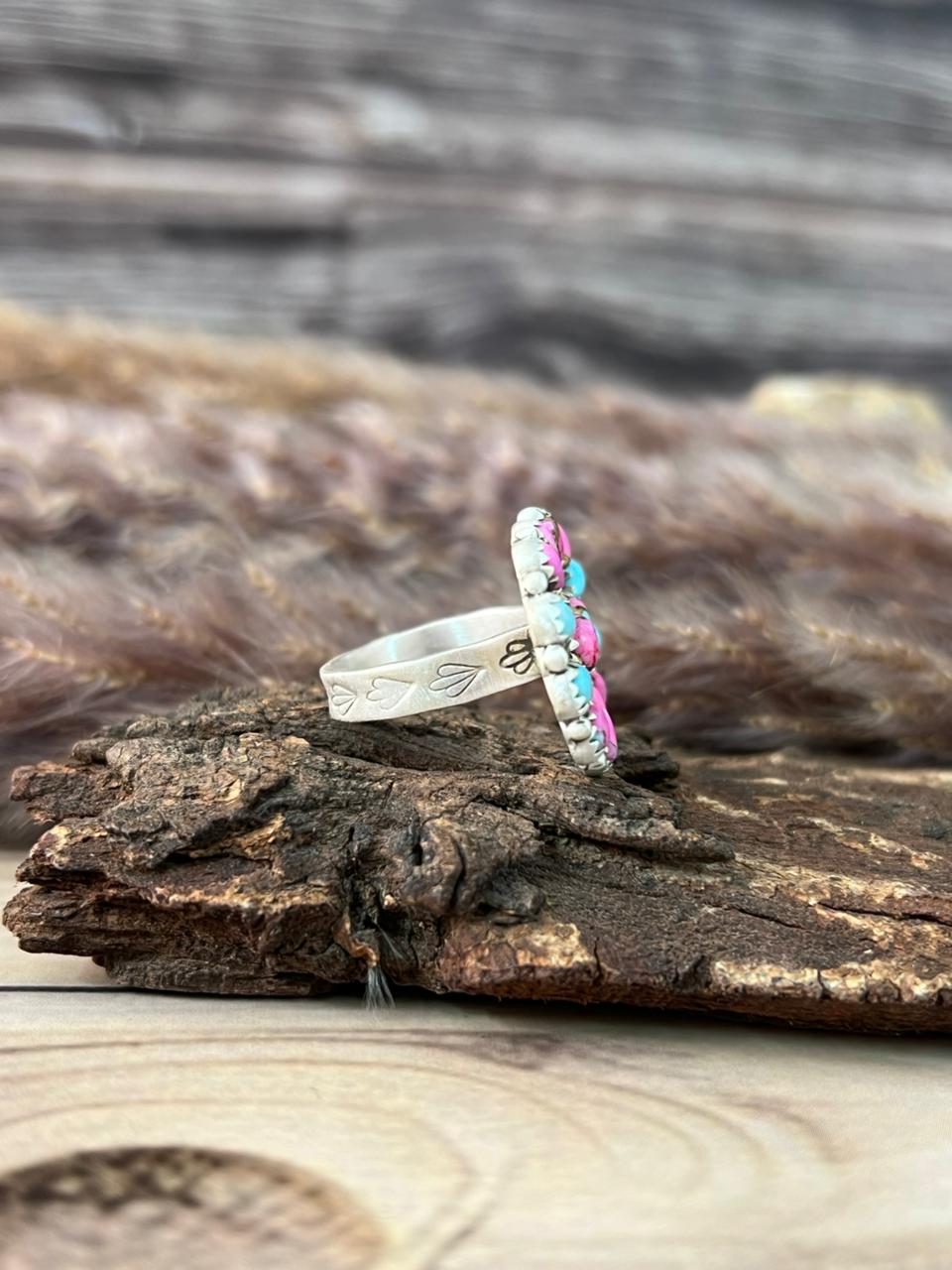Handmade Sterling Silver Cotton Candy Adjustable Ring Signed Nizhoni