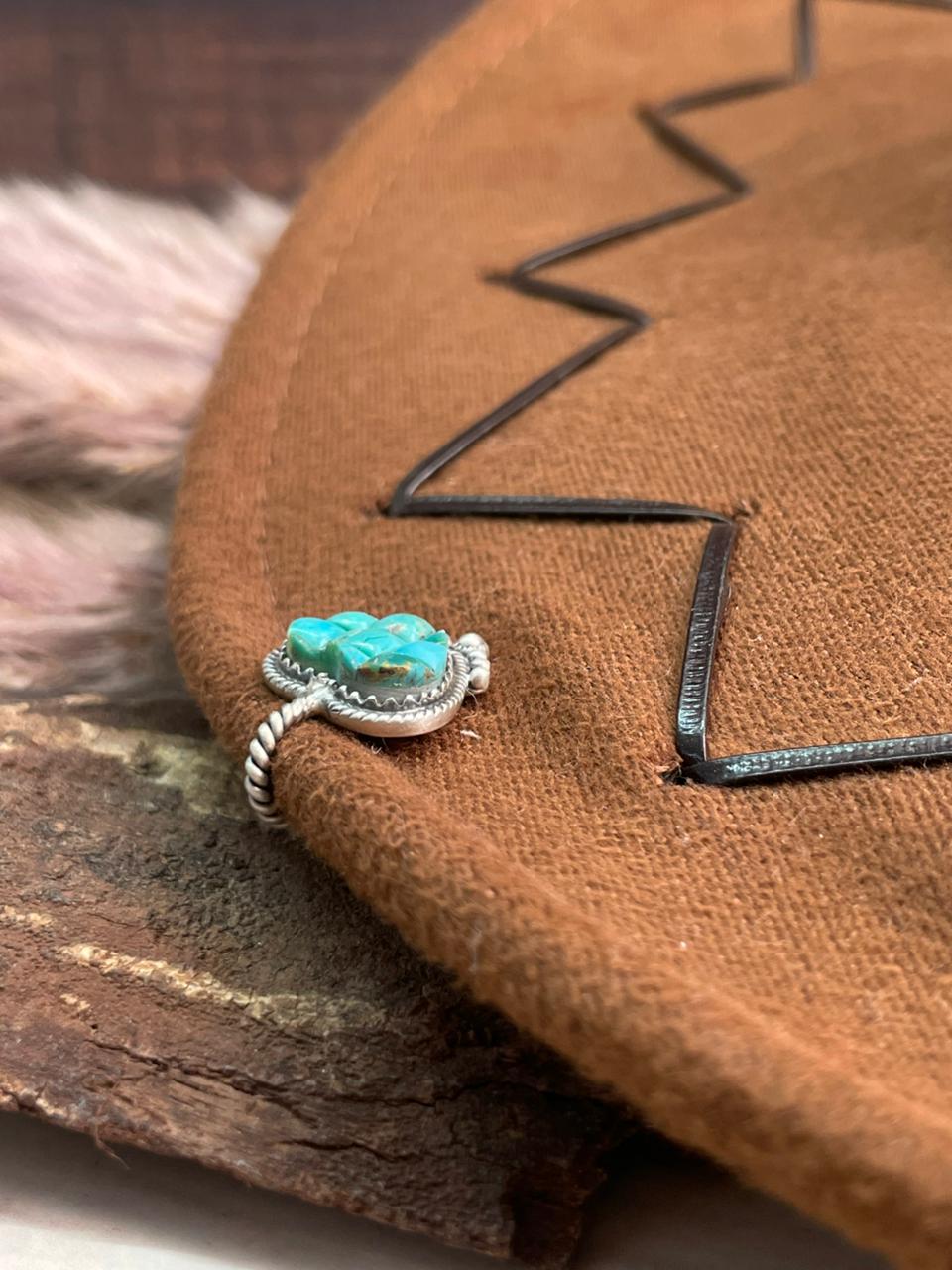 Handmade Sterling Silver Kingman Turquoise Cobble Stone Heart Hat Pin Signed Nizhoni