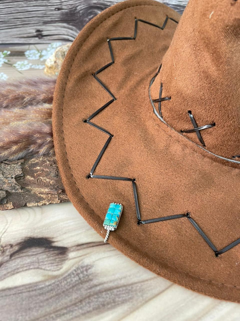 Handmade Sterling Silver Kingman Turquoise Cobble Stone Hat Pin Signed Nizhoni